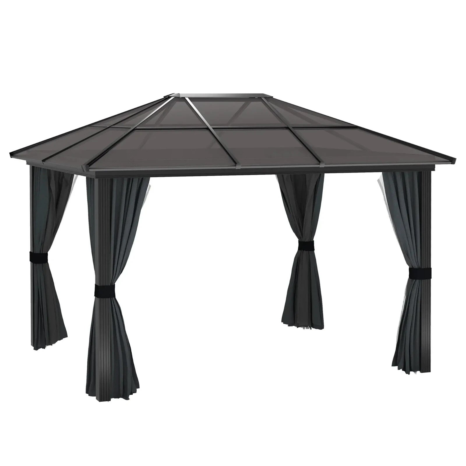 Heavy Duty Metal Gazebo Polycarbonate Hardtop Roof Canopy Side Curtains 3 x 3.6m - Home and Garden Furniture Shop - rustic - furniture