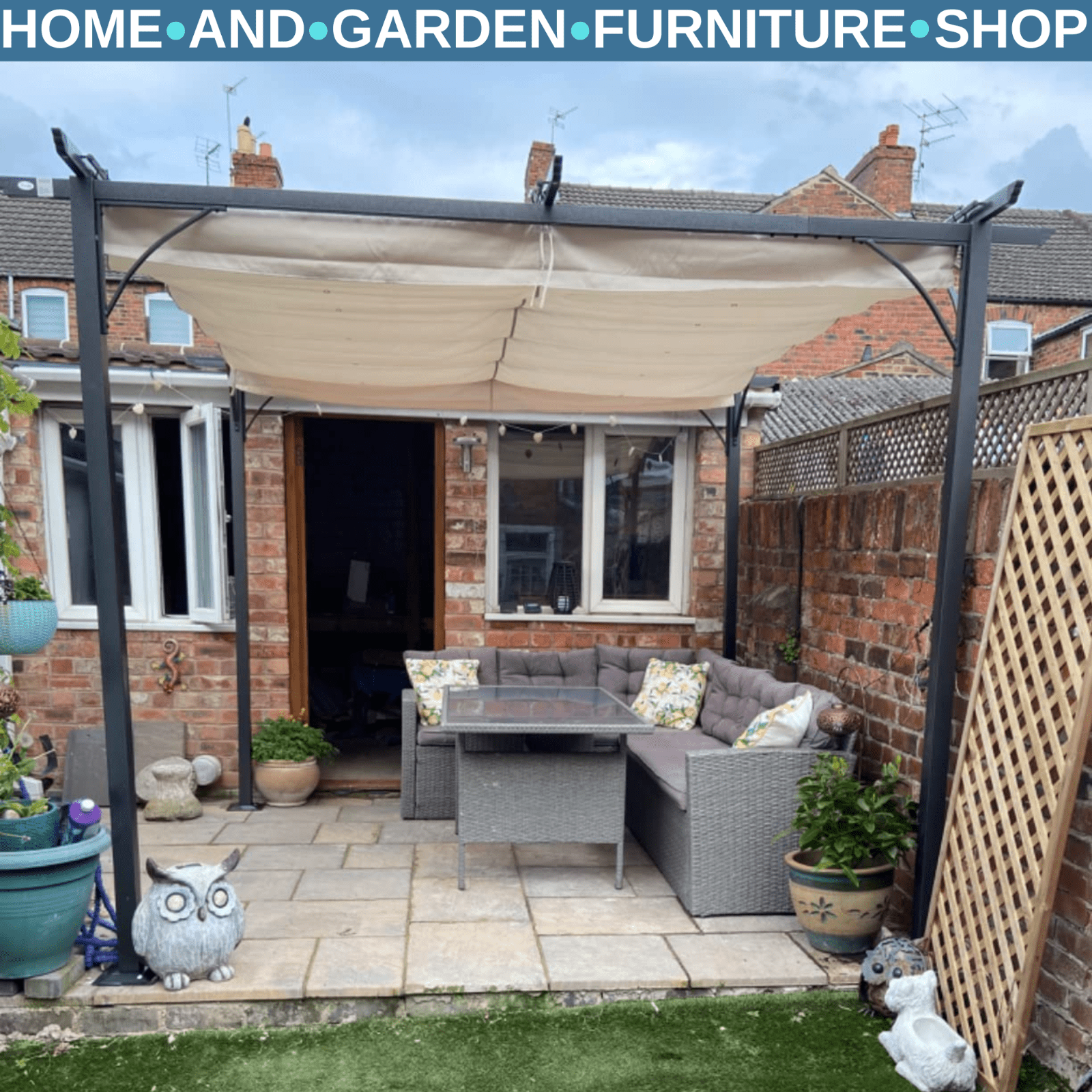 Heavy Duty Metal Pergola Gazebo 3m Retractable Canopy Roof Outdoor Garden Shade - Home and Garden Furniture Shop - rustic - furniture