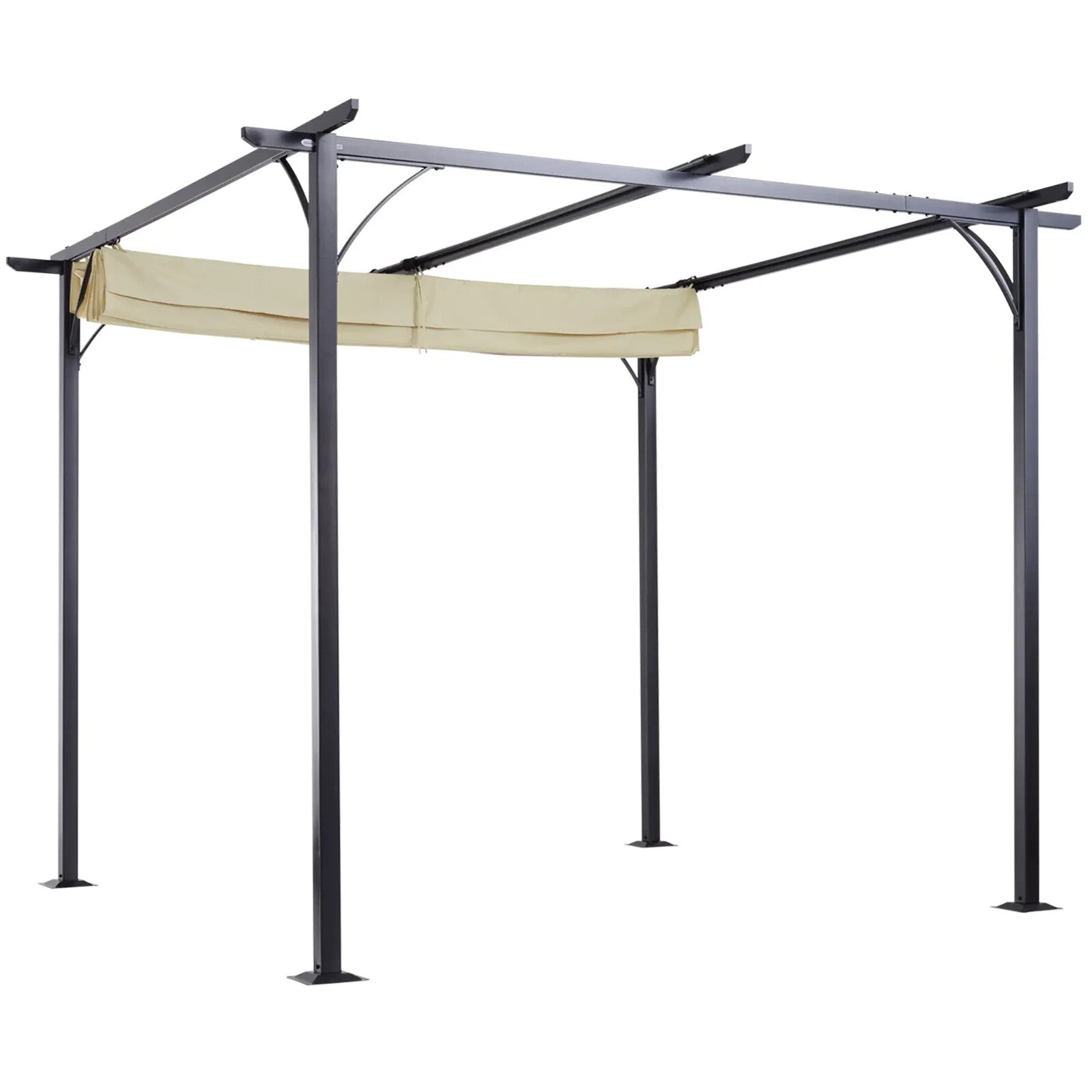 Heavy Duty Metal Pergola Gazebo 3m Retractable Canopy Roof Outdoor Garden Shade - Home and Garden Furniture Shop - rustic - furniture
