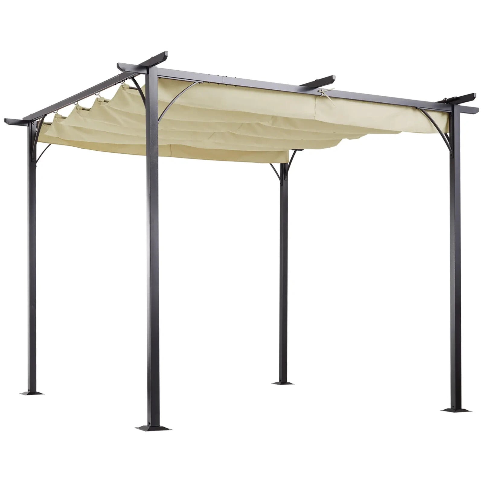 Heavy Duty Metal Pergola Gazebo 3m Retractable Canopy Roof Outdoor Garden Shade - Home and Garden Furniture Shop - rustic - furniture