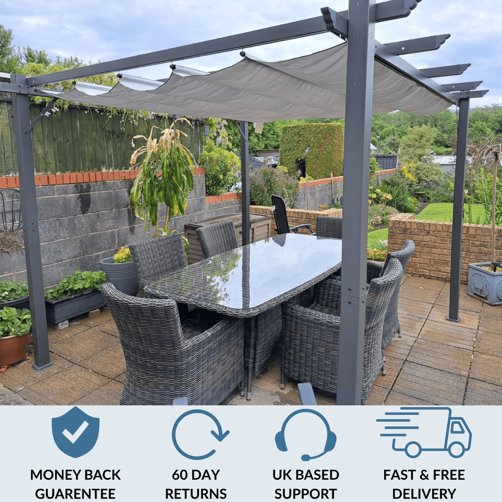 Heavy Duty Metal Pergola Gazebo Sun Shade Strong Aluminium Frane Garden Canopy - Home and Garden Furniture Shop - rustic - furniture