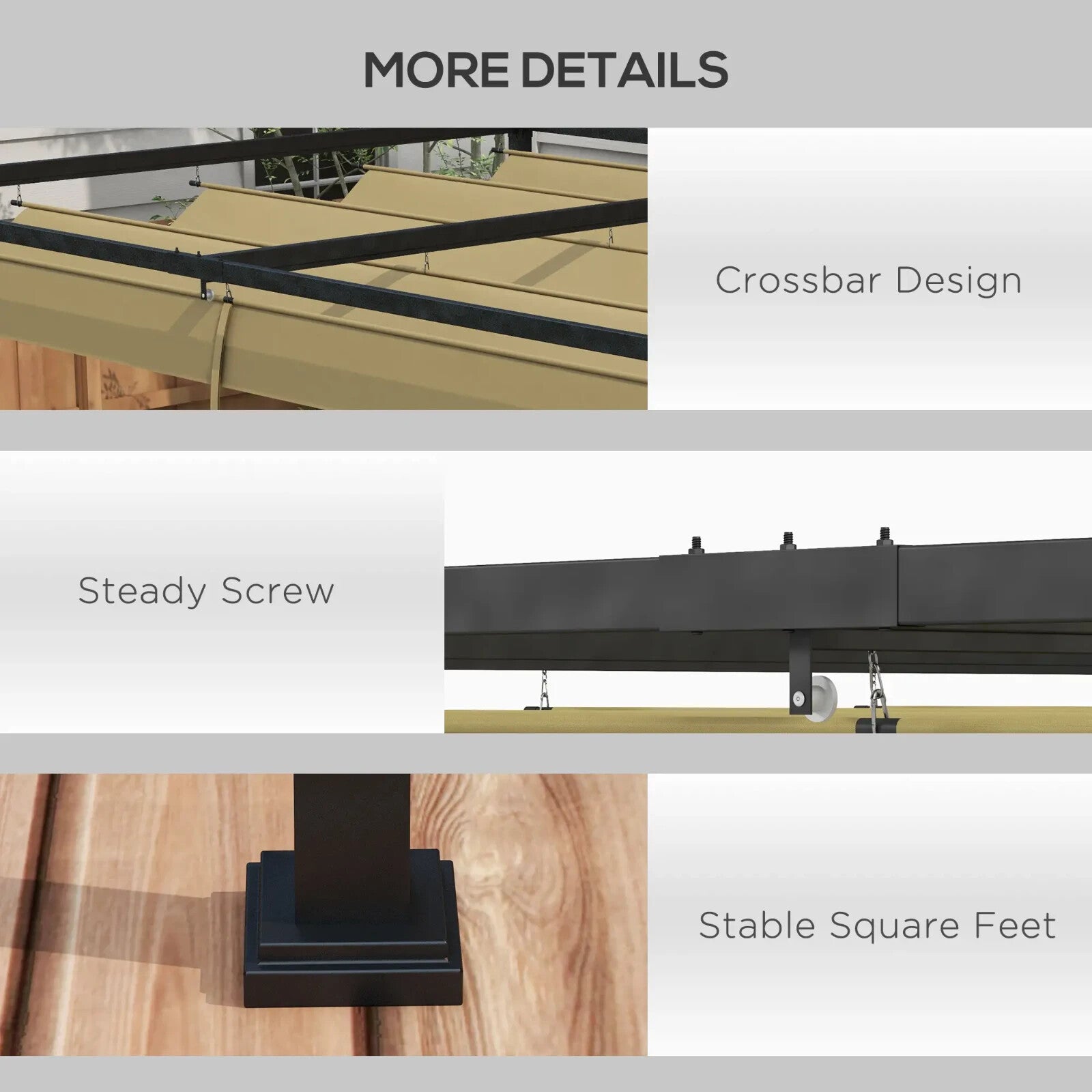 Heavy Duty Metal Pergola Retractable Canopy Patio Gazebo Sun Shelter4x3(m) Cover - Home and Garden Furniture Shop - rustic - furniture