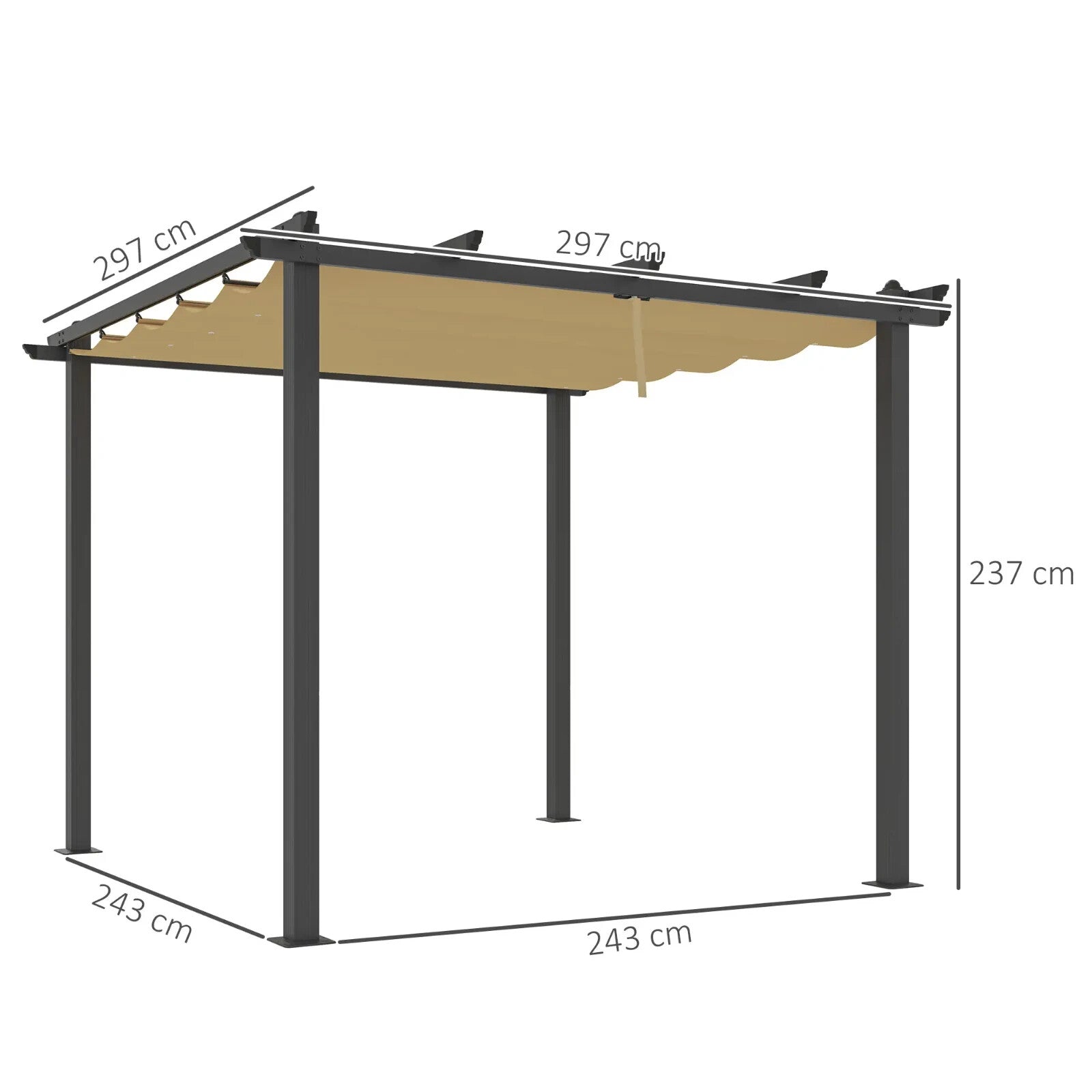 Heavy Duty Metal Pergola Retractable Roof 3m Garden Gazebo Patio Shelter Shade - Home and Garden Furniture Shop - rustic - furniture