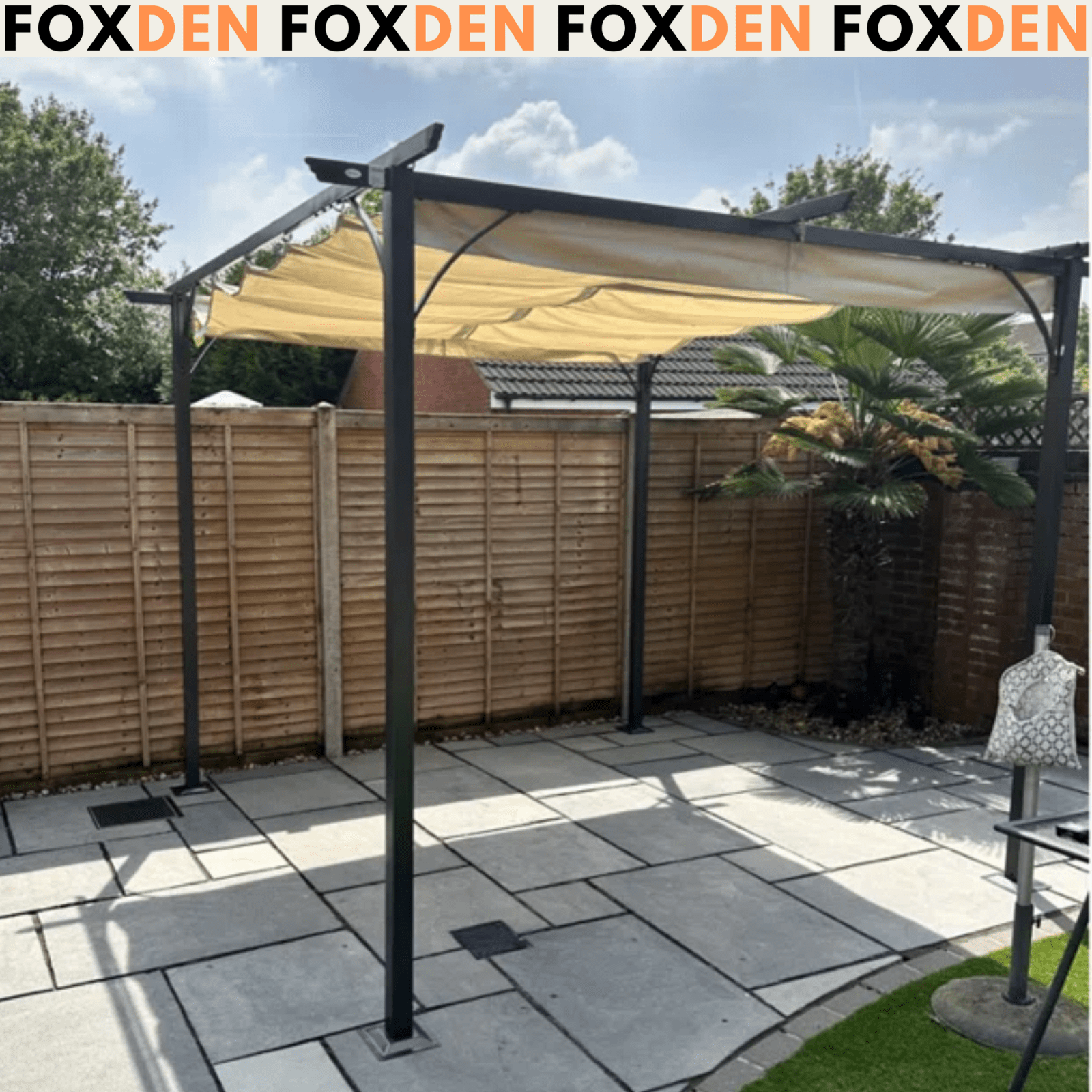 Heavy Duty Outdoor Metal Pergola 3 x 3m Gazebo Porch Awning Retractable Canopy - Home and Garden Furniture Shop - #rustic - furniture#