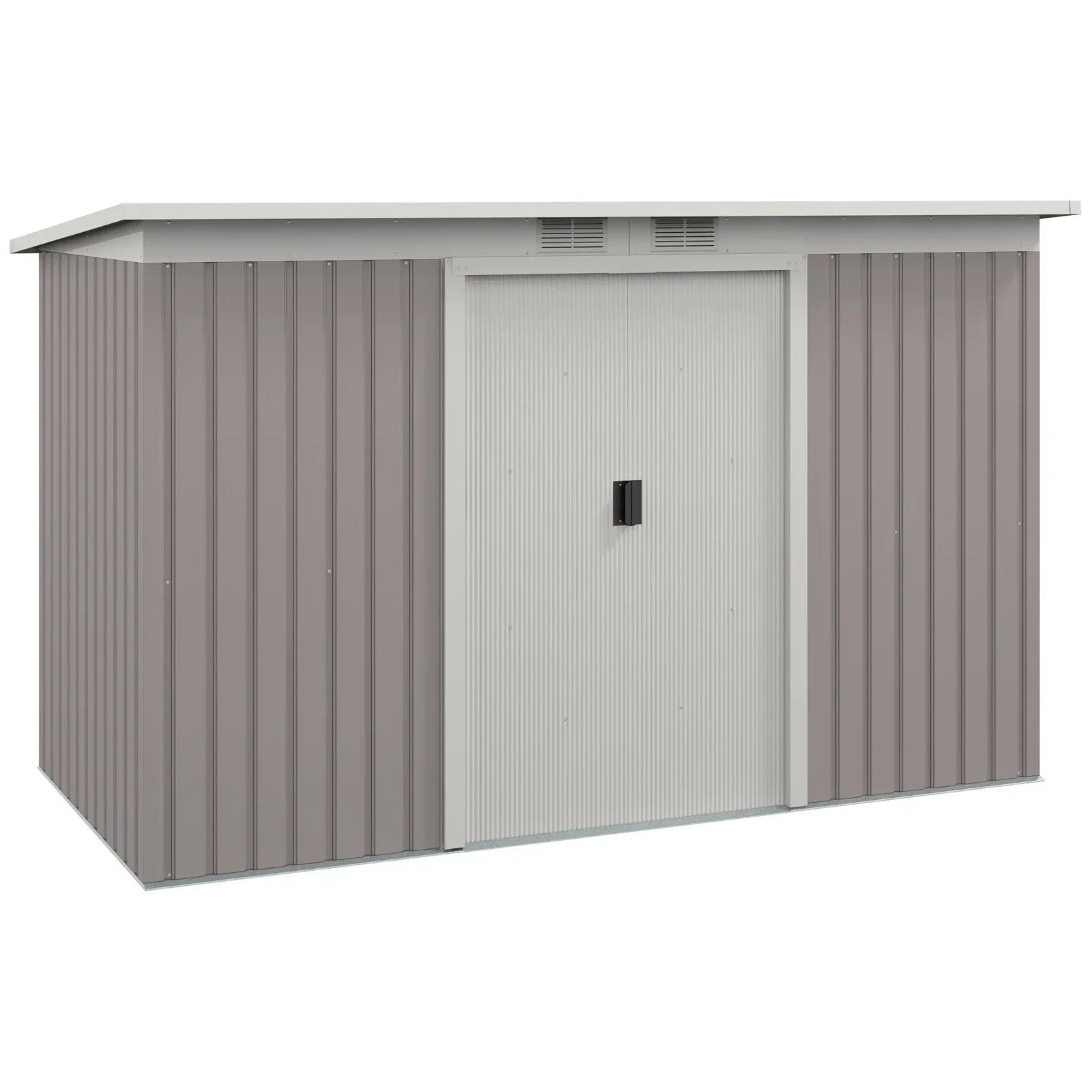 Heavy Duty Outdoor Metal Shed 9 x 4FT Steel Frame Garden Storage 2 Door Set Grey - Home and Garden Furniture Shop - rustic - furniture