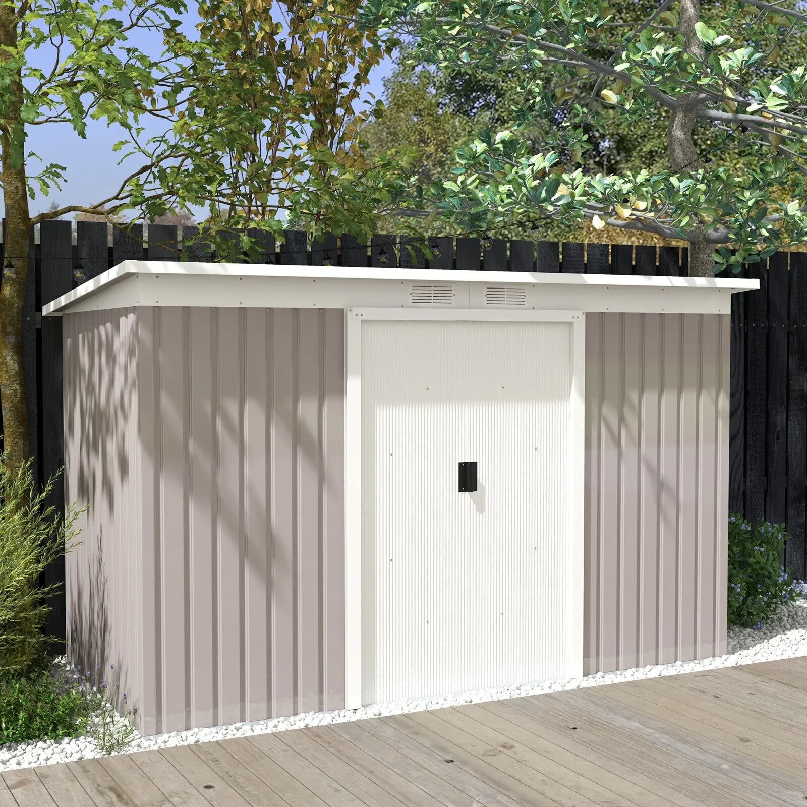 Heavy Duty Outdoor Metal Shed 9 x 4FT Steel Frame Garden Storage 2 Door Set Grey - Home and Garden Furniture Shop - rustic - furniture