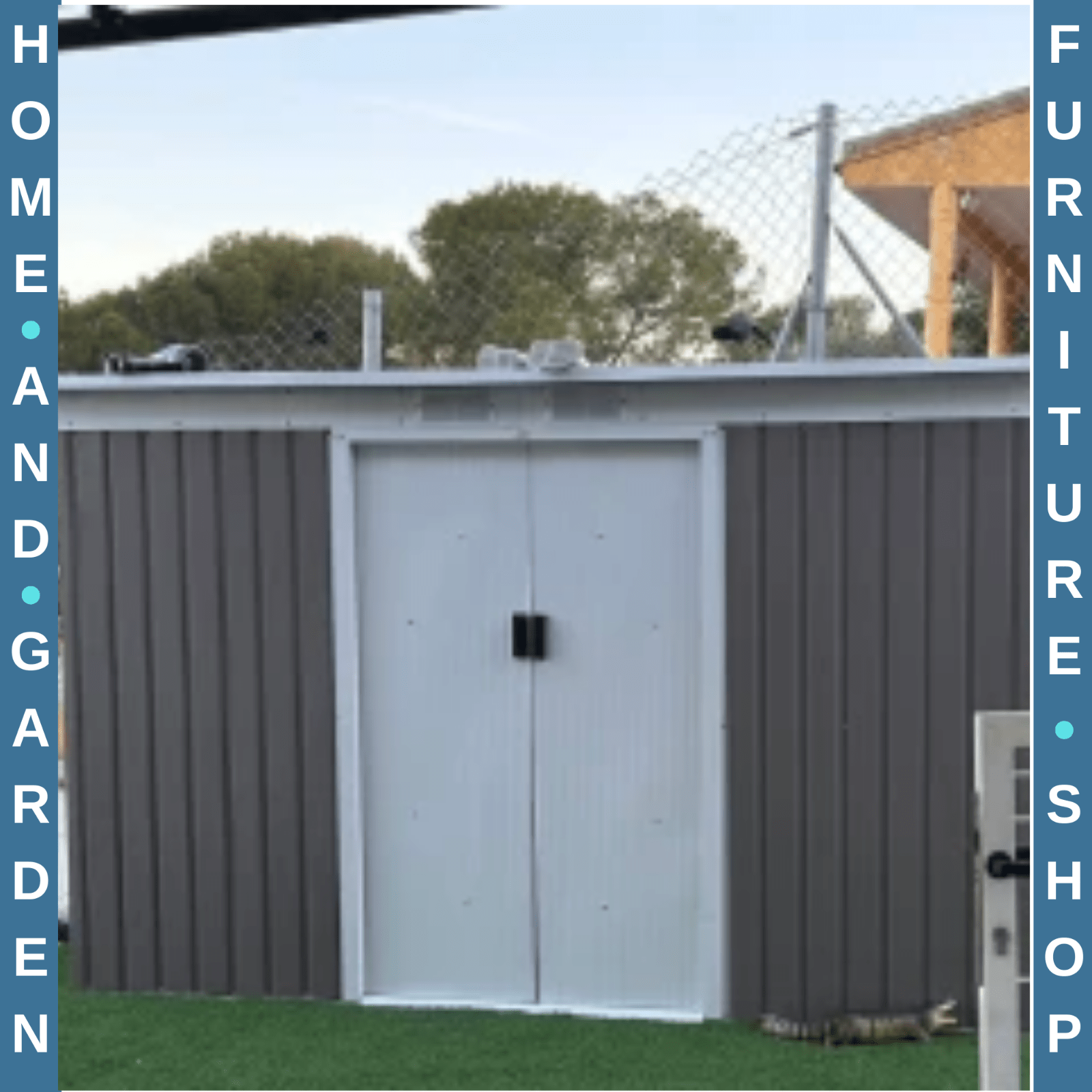 Heavy Duty Outdoor Metal Shed 9 x 4FT Steel Frame Garden Storage 2 Door Set Grey - Home and Garden Furniture Shop - rustic - furniture