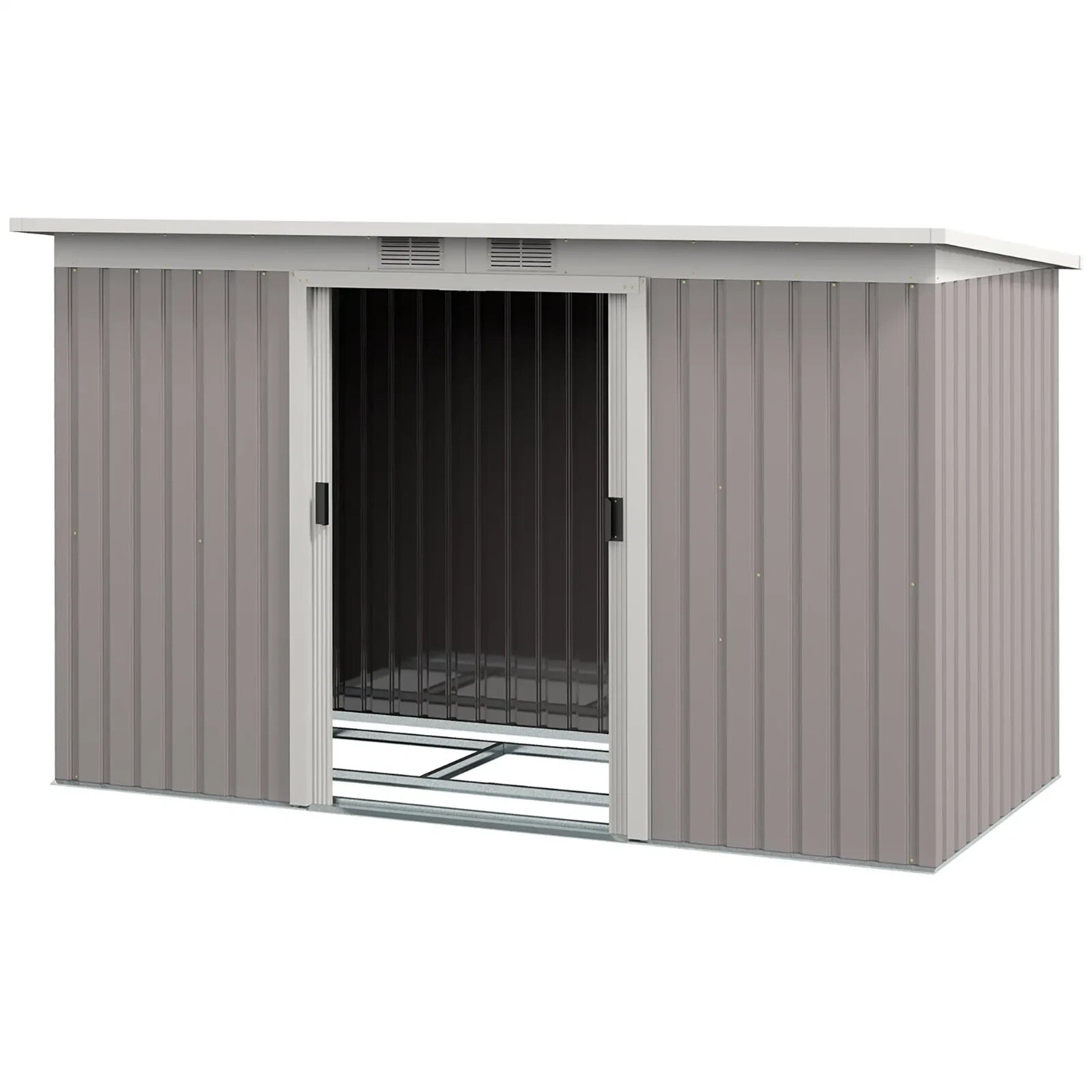 Heavy Duty Outdoor Metal Shed 9 x 4FT Steel Frame Garden Storage 2 Door Set Grey - Home and Garden Furniture Shop - rustic - furniture