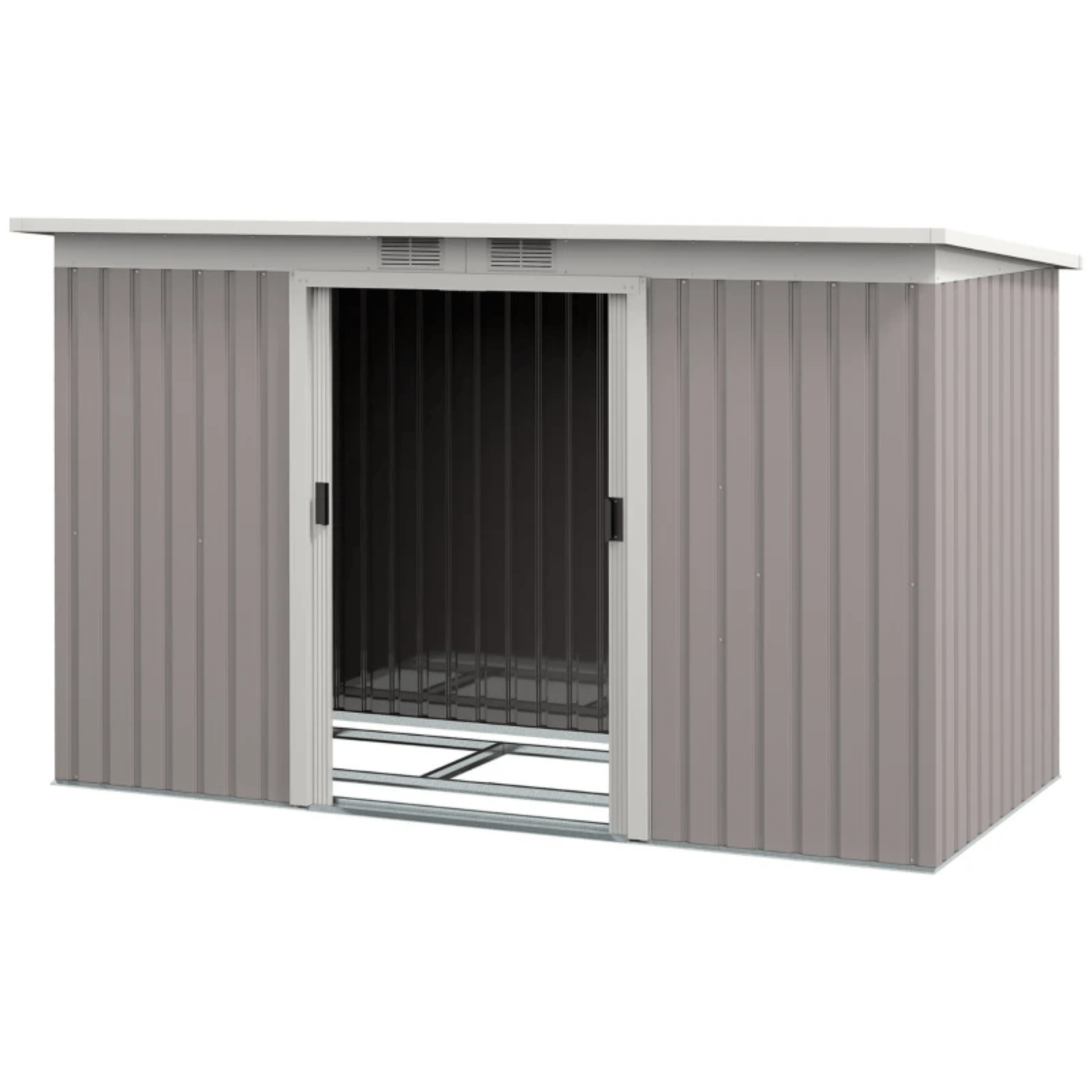 Heavy Duty Outdoor Metal Shed 9 x 4FT Steel Frame Garden Storage 2 Door Set Grey - Home and Garden Furniture Shop - #rustic - furniture#