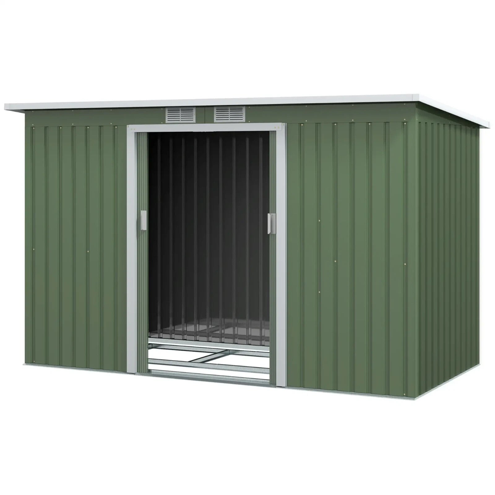 Heavy Duty Outdoor Metal Shed 9 x 4FT Steel Frame Garden Storage Shed 2 Door Set - Home and Garden Furniture Shop - rustic - furniture