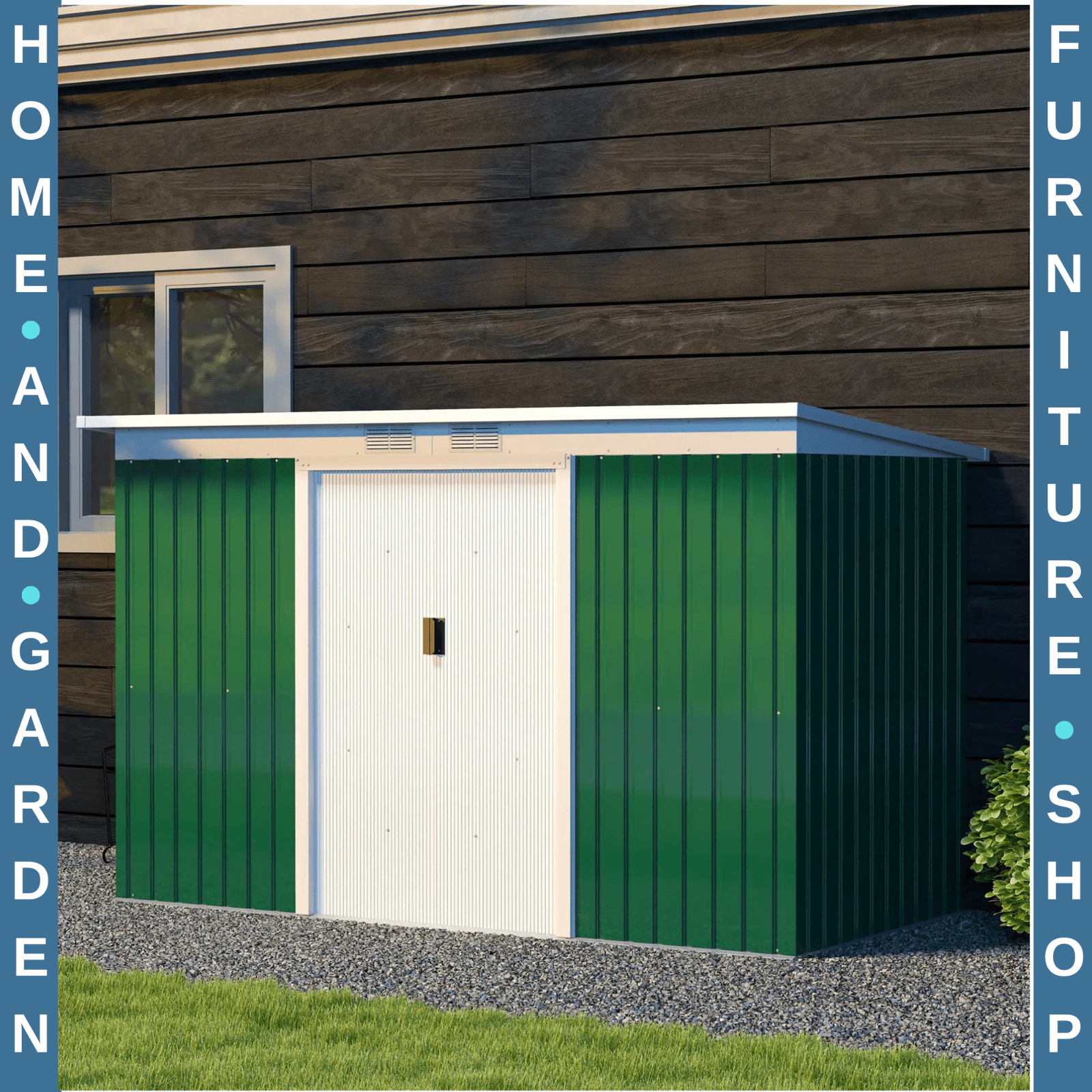 Heavy Duty Outdoor Metal Shed 9 x 4FT Steel Frame Garden Storage Shed 2 Door Set - Home and Garden Furniture Shop - rustic - furniture