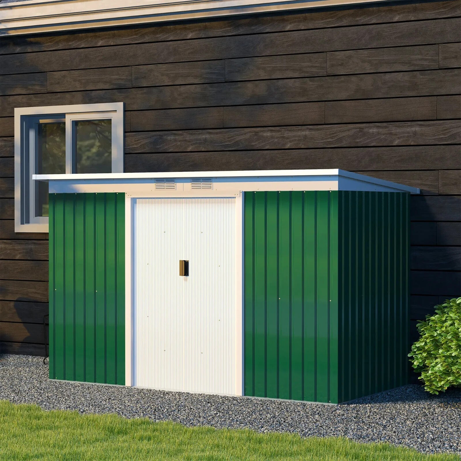 Heavy Duty Outdoor Metal Shed 9 x 4FT Steel Frame Garden Storage Shed 2 Door Set - Home and Garden Furniture Shop - rustic - furniture