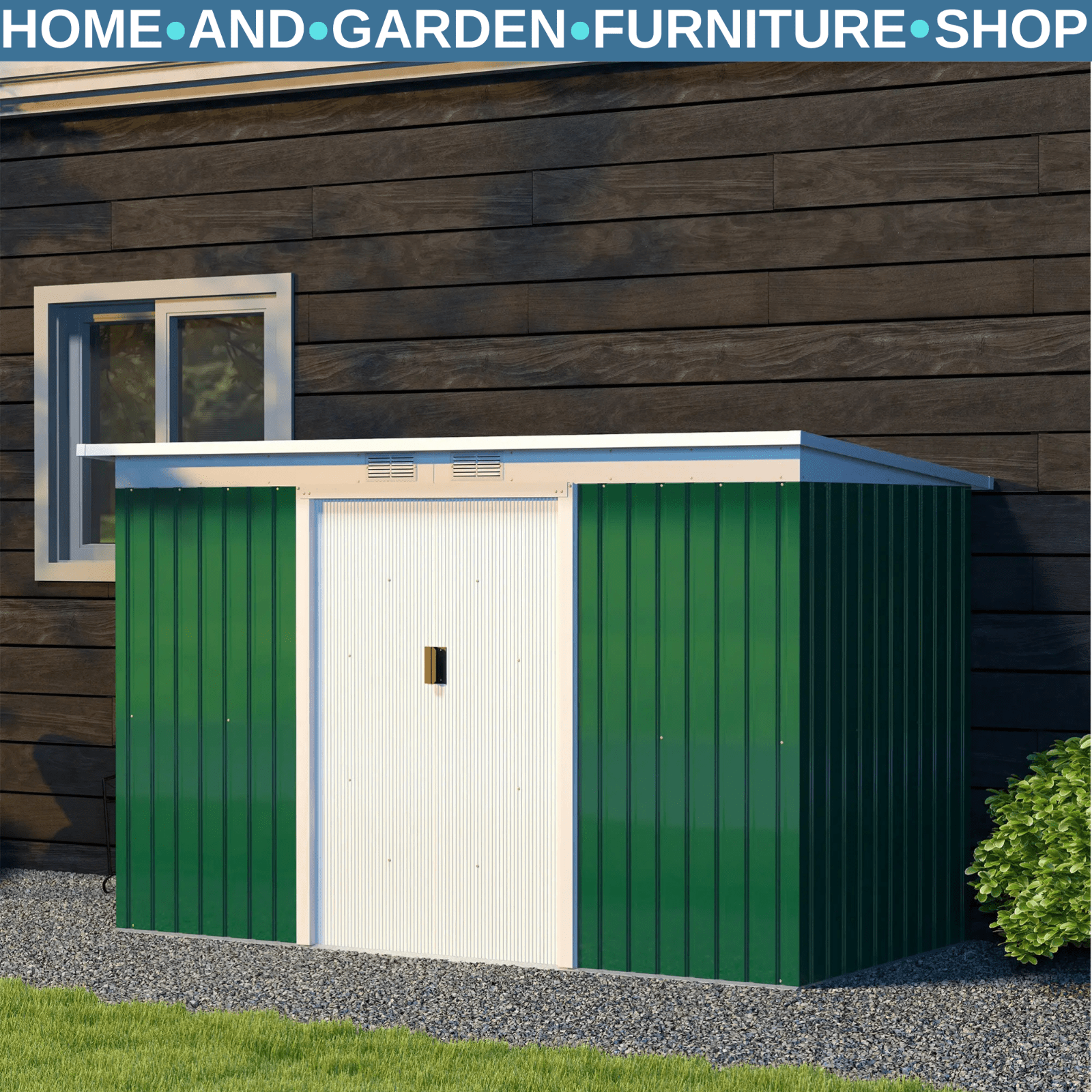 Heavy Duty Outdoor Metal Shed 9 x 4FT Steel Frame Garden Storage Shed 2 Door Set - Home and Garden Furniture Shop - rustic - furniture