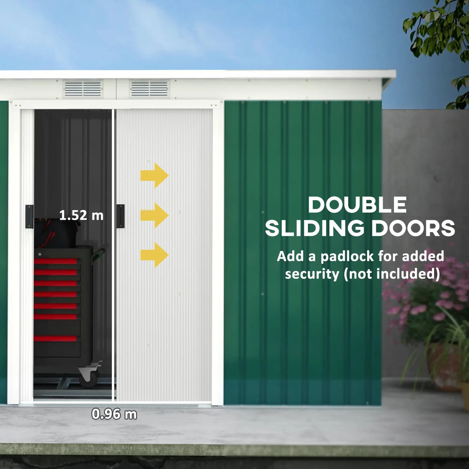 Heavy Duty Outdoor Metal Shed 9 x 4FT Steel Frame Garden Storage Shed 2 Door Set - Home and Garden Furniture Shop - rustic - furniture