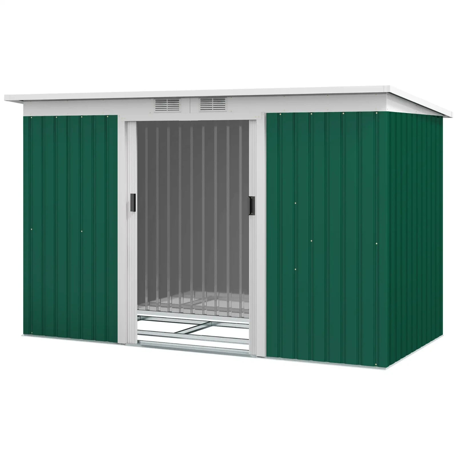Heavy Duty Outdoor Metal Shed 9 x 4FT Steel Frame Garden Storage Shed 2 Door Set - Home and Garden Furniture Shop - rustic - furniture