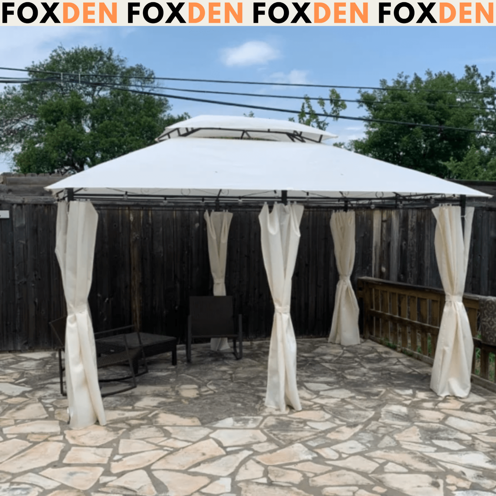 Heavy Duty Outdoor Steel Frame Gazebo Sides Curtains 2 Tier Garden Tent 4m x 3m - Home and Garden Furniture Shop - #rustic - furniture#