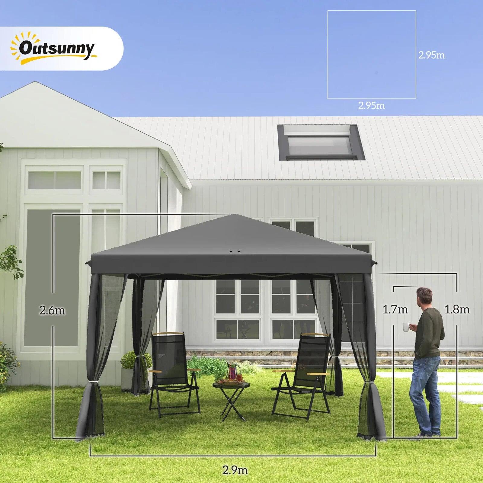 Heavy Duty Pop Up Garden Gazebo with Sides Grey Party Tent Outdoor Event Shelter - Home and Garden Furniture Shop - rustic - furniture