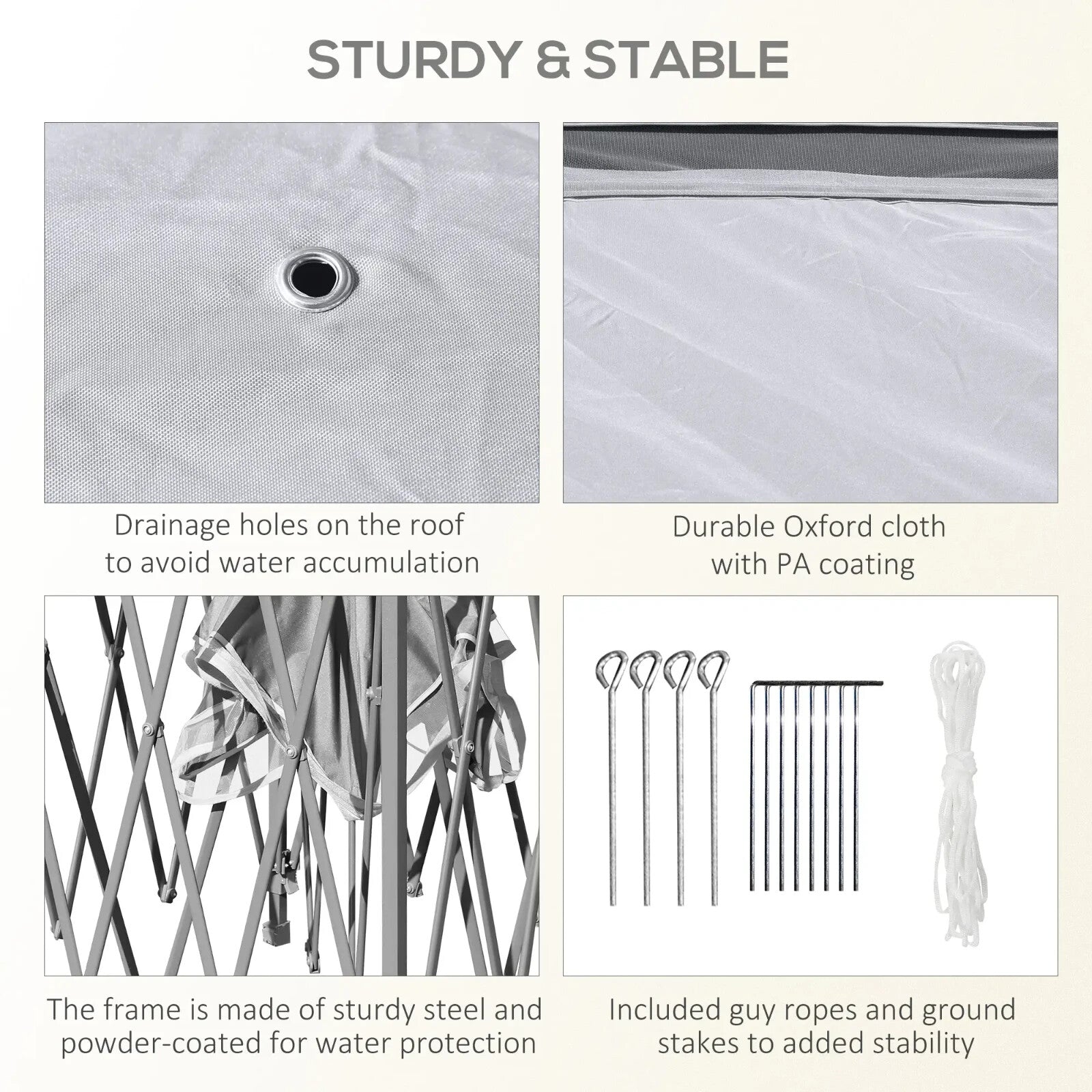 Heavy Duty Pop Up Gazebo Height Adjustable Canopy Tent Sides Carrying Bag Beige - Home and Garden Furniture Shop - rustic - furniture