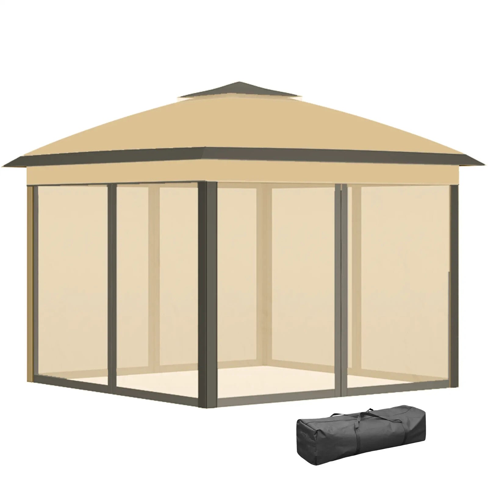 Heavy Duty Pop Up Gazebo Height Adjustable Canopy Tent Sides Carrying Bag Beige - Home and Garden Furniture Shop - rustic - furniture