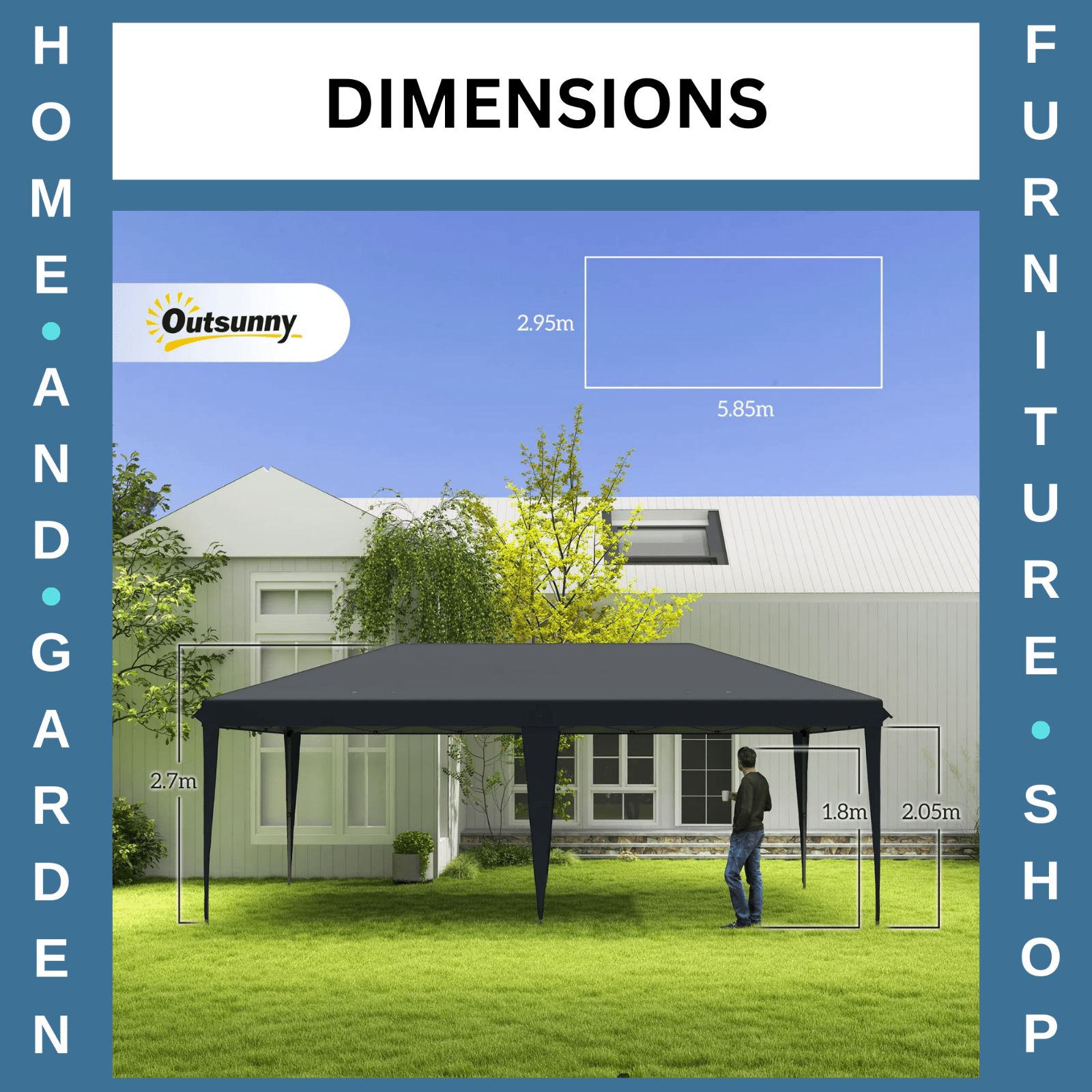 Heavy Duty Pop Up Gazebo Marquee 3 x 6m Patio Party Tent Event Heavy Duty Canopy - Home and Garden Furniture Shop - rustic - furniture