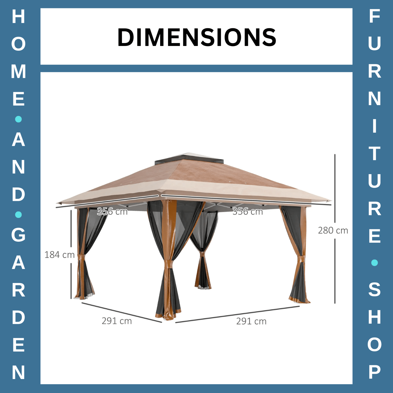 Heavy Duty Pop Up Gazebo with Netting Curtains 3.6 x 3.6m Garden Marquee Beige - Home and Garden Furniture Shop - rustic - furniture