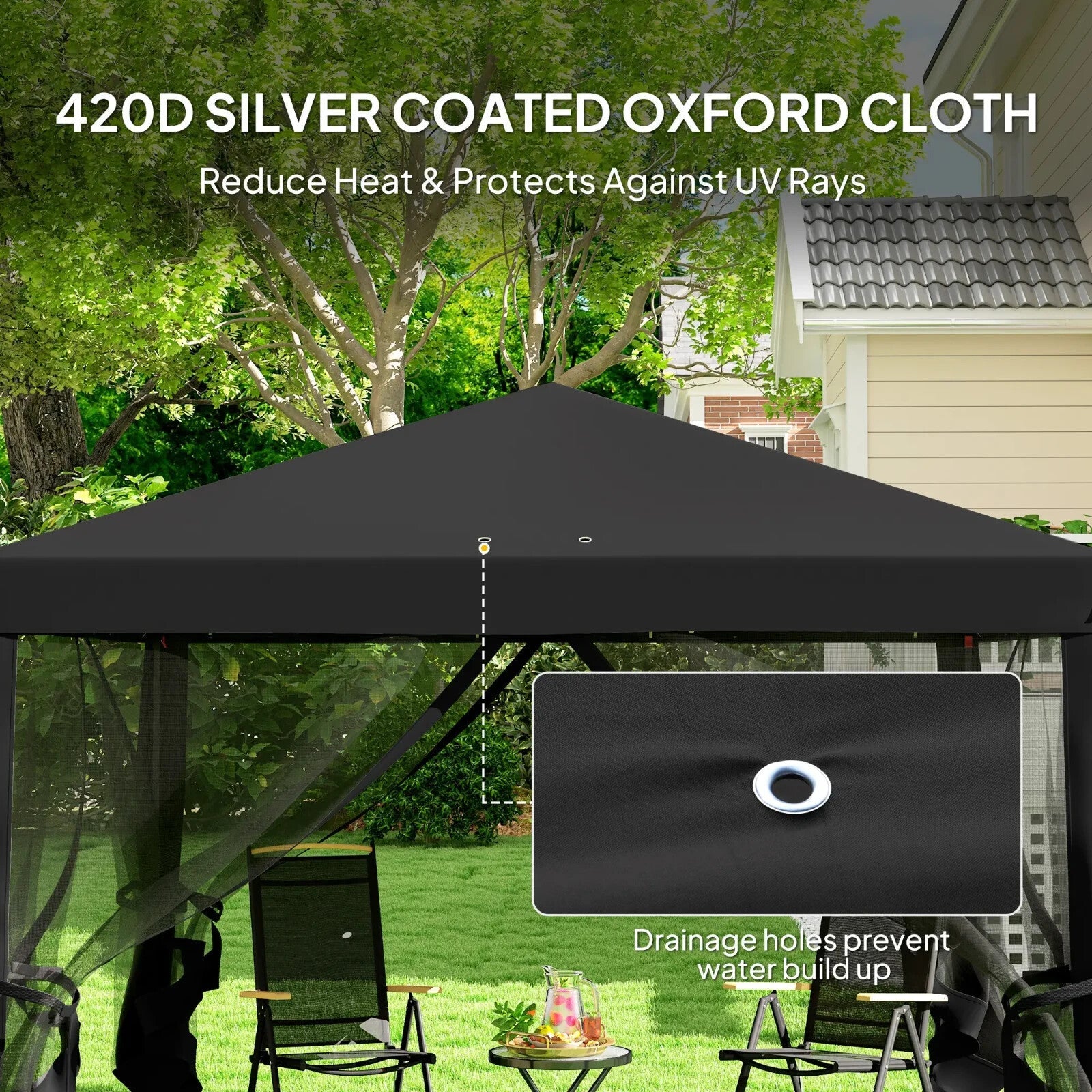 Heavy Duty Pop Up Gazebo with Removable Mesh Sidewall Black Party Tent Marquee - Home and Garden Furniture Shop - rustic - furniture