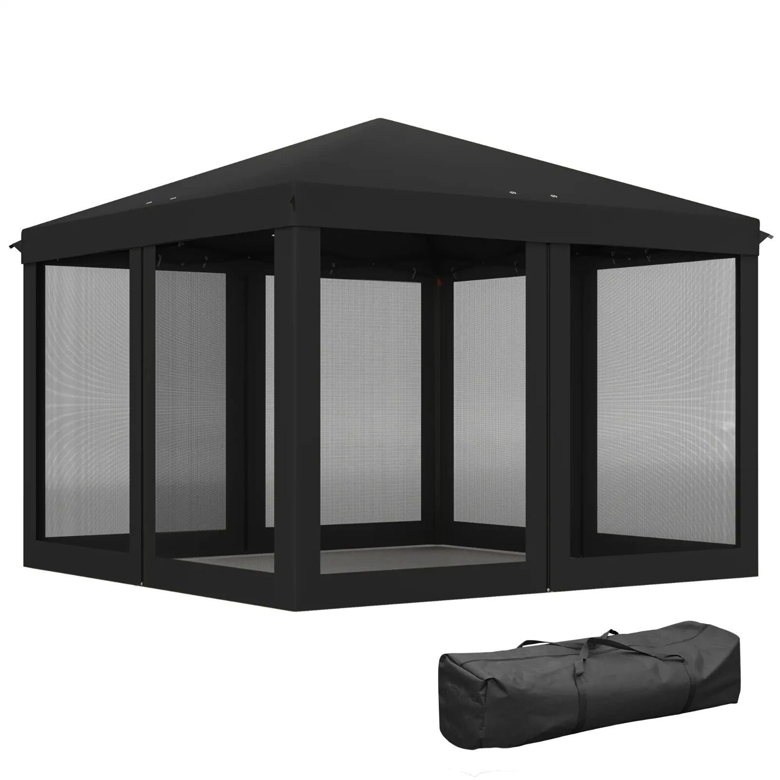 Heavy Duty Pop Up Gazebo with Removable Mesh Sidewall Black Party Tent Marquee - Home and Garden Furniture Shop - rustic - furniture