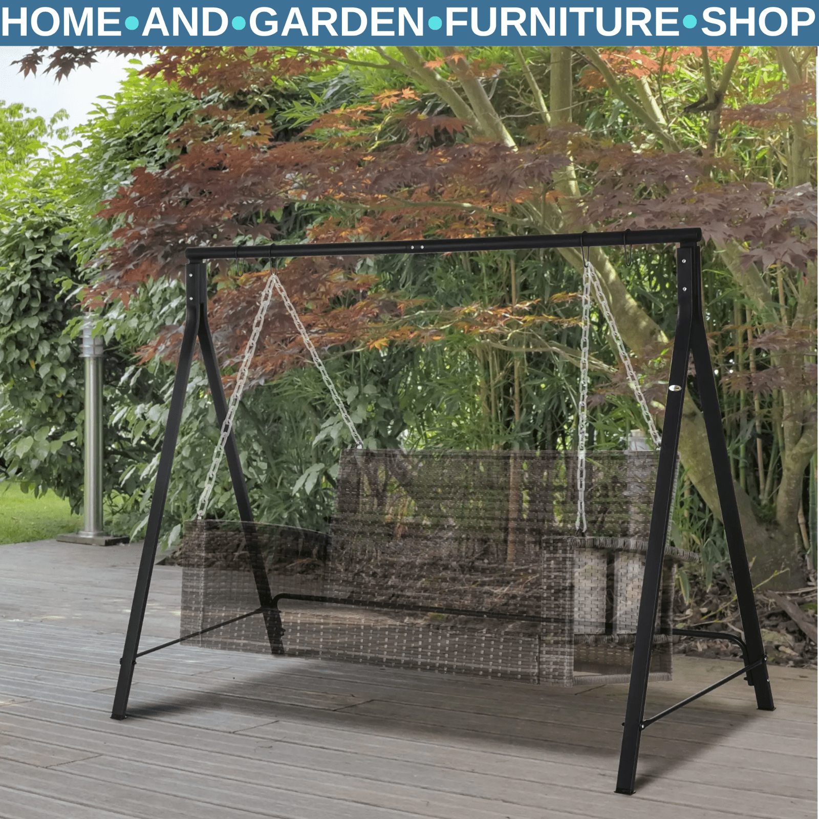 Heavy Duty Steel Swing Chair Frame with 240kg Capacity Hanging Seat Garden Use - Home and Garden Furniture Shop - rustic - furniture
