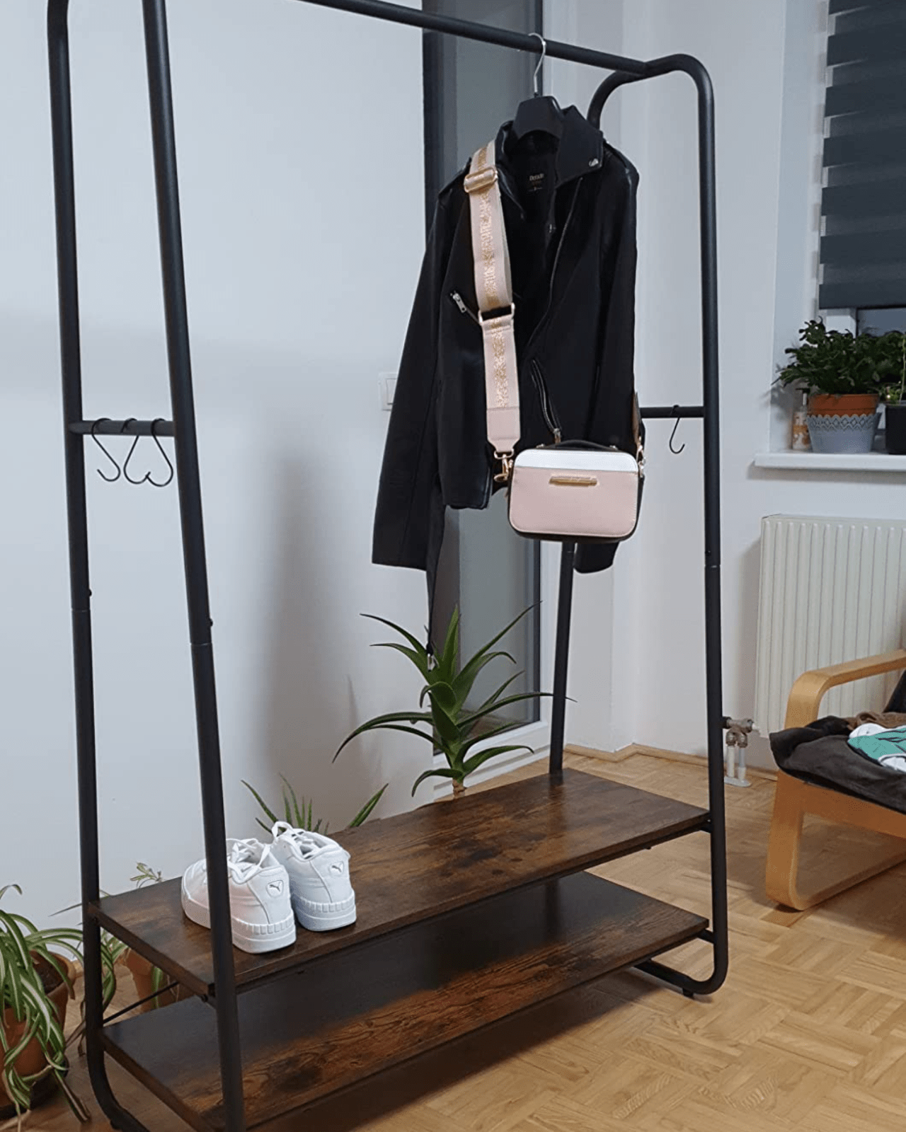 Heavy Duty Wooden Clothes Rail Rack Garment Hanging Stand Corner Open Wardrobe - Home and Garden Furniture Shop - #rustic - furniture#