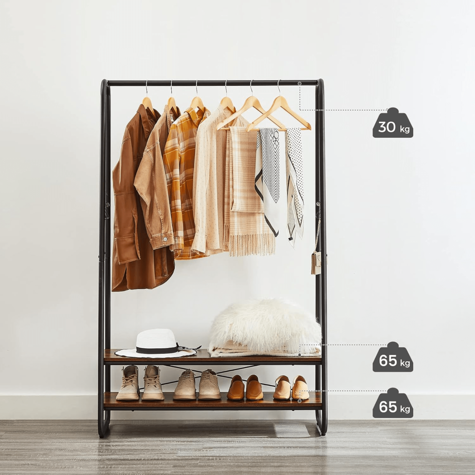 Heavy Duty Wooden Clothes Rail Rack Garment Hanging Stand Corner Open Wardrobe - Home and Garden Furniture Shop - #rustic - furniture#