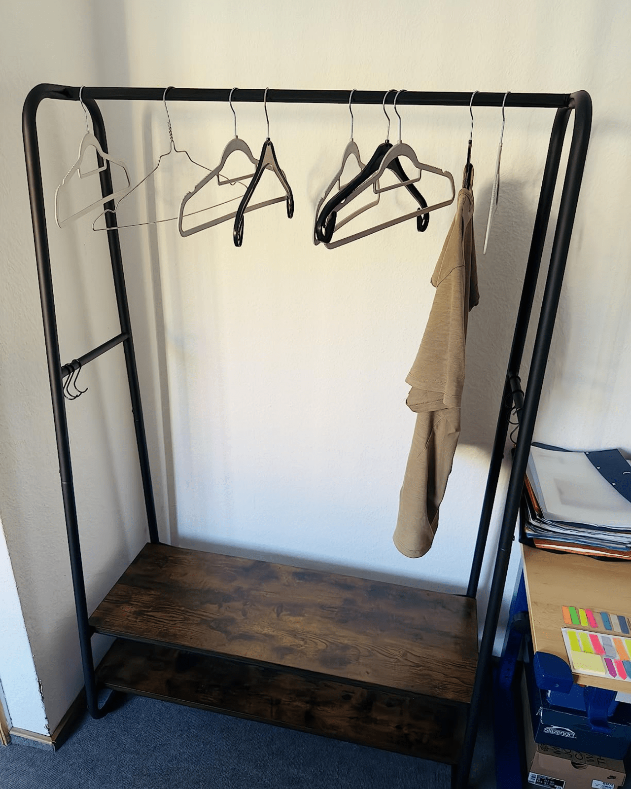 Heavy Duty Wooden Clothes Rail Rack Garment Hanging Stand Corner Open Wardrobe - Home and Garden Furniture Shop - #rustic - furniture#