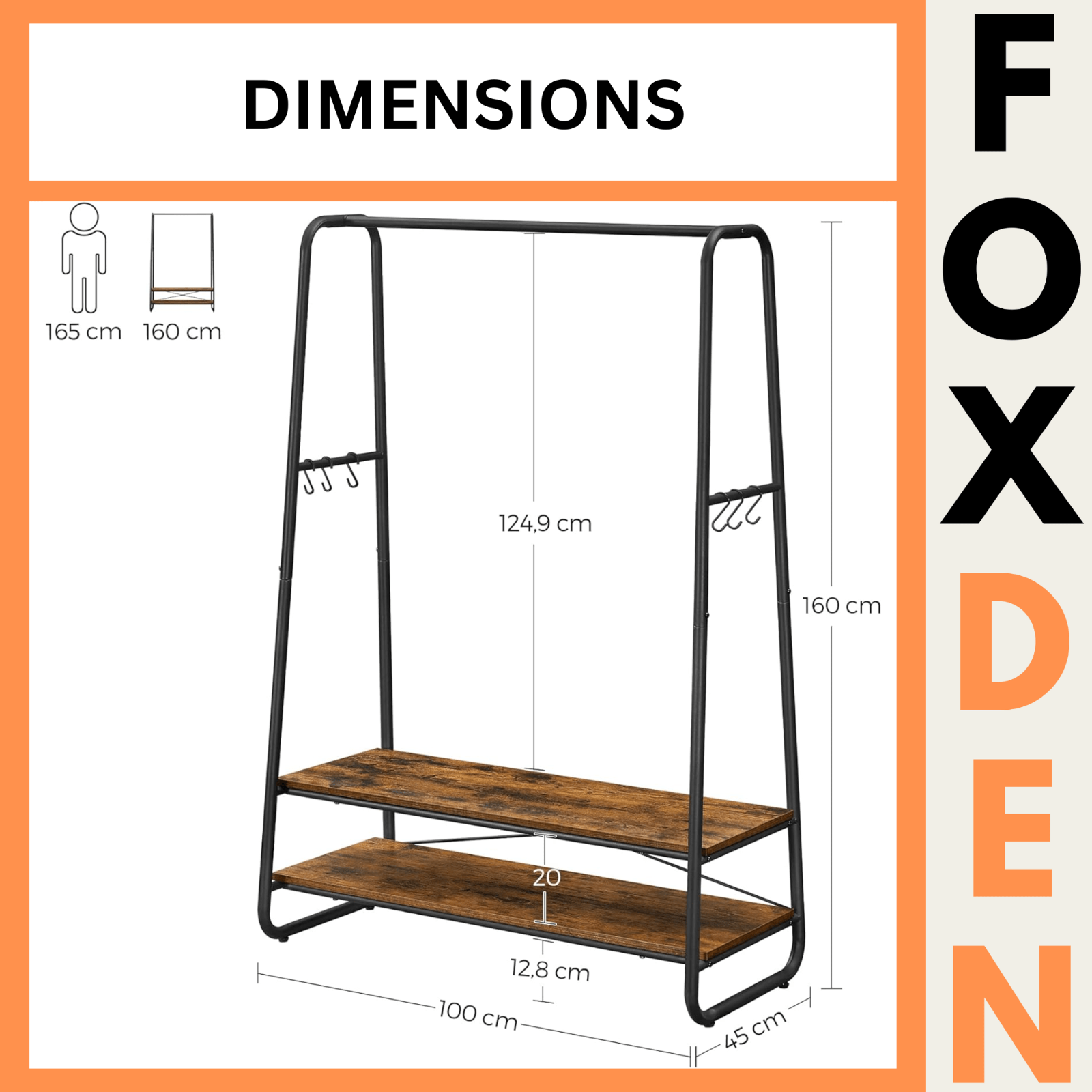 Heavy Duty Wooden Clothes Rail Rack Garment Hanging Stand Corner Open Wardrobe - Home and Garden Furniture Shop - #rustic - furniture#