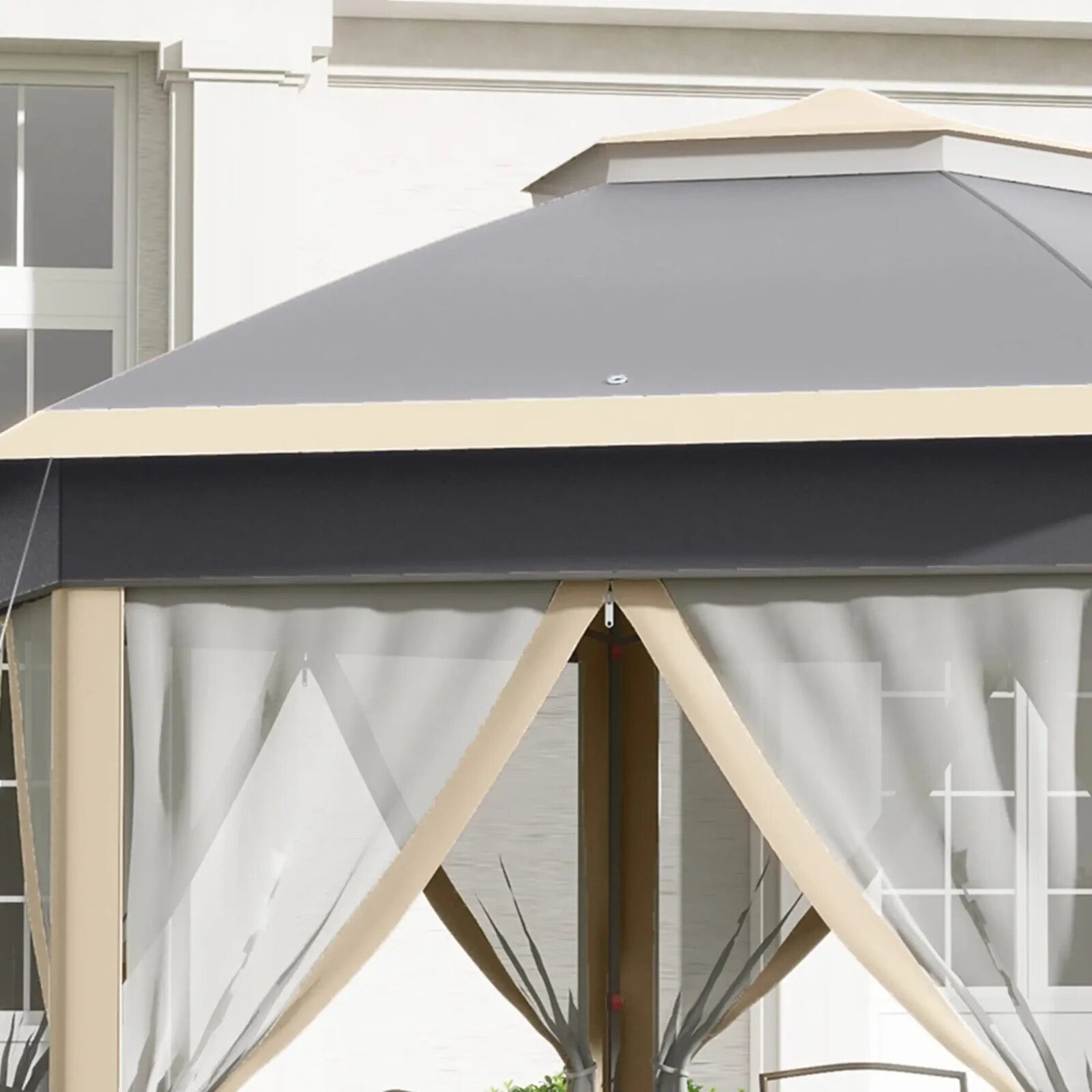 Hexagon Garden Pop Up Gazebo Mesh Curtains 3x4m Outdoor Patio Shelter Party Tent - Home and Garden Furniture Shop - rustic - furniture
