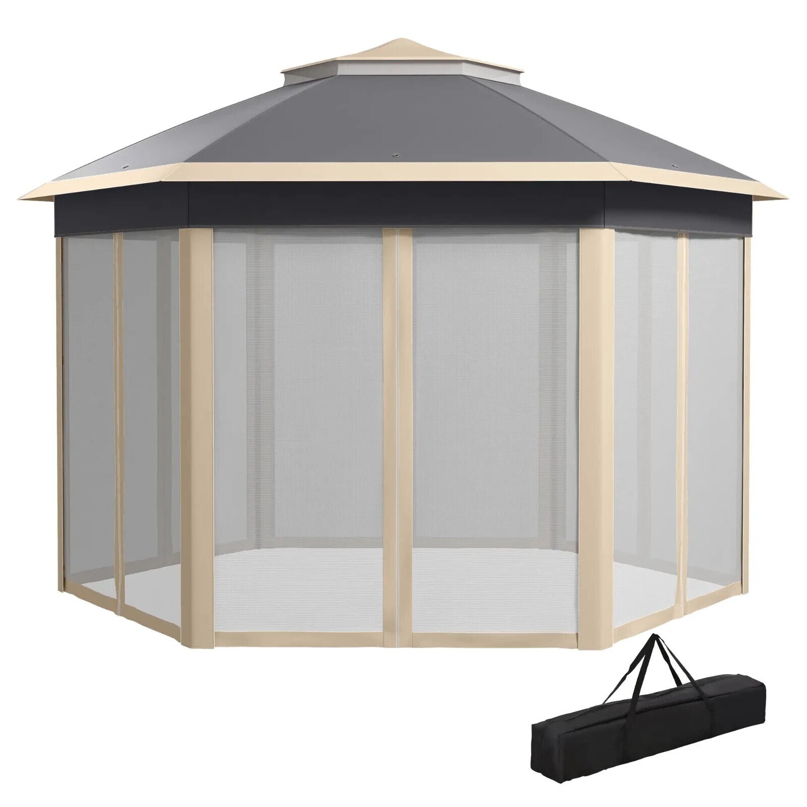 Hexagon Garden Pop Up Gazebo Mesh Curtains 3x4m Outdoor Patio Shelter Party Tent - Home and Garden Furniture Shop - #rustic - furniture#
