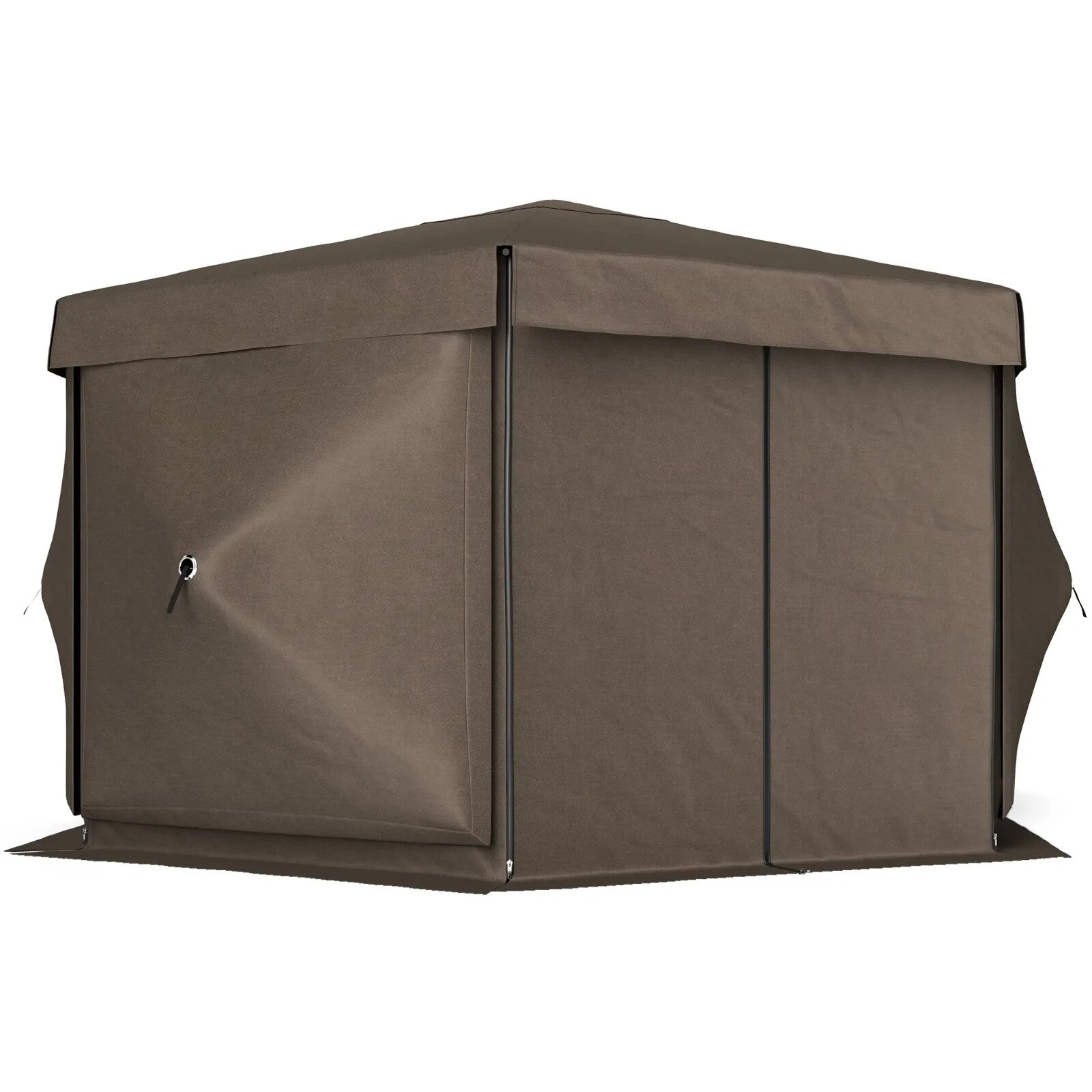 Hexagon Pop Up Gazebo with 5 Sides Netting Brown 3 x 3(m) Camping Shelter Cover - Home and Garden Furniture Shop - rustic - furniture
