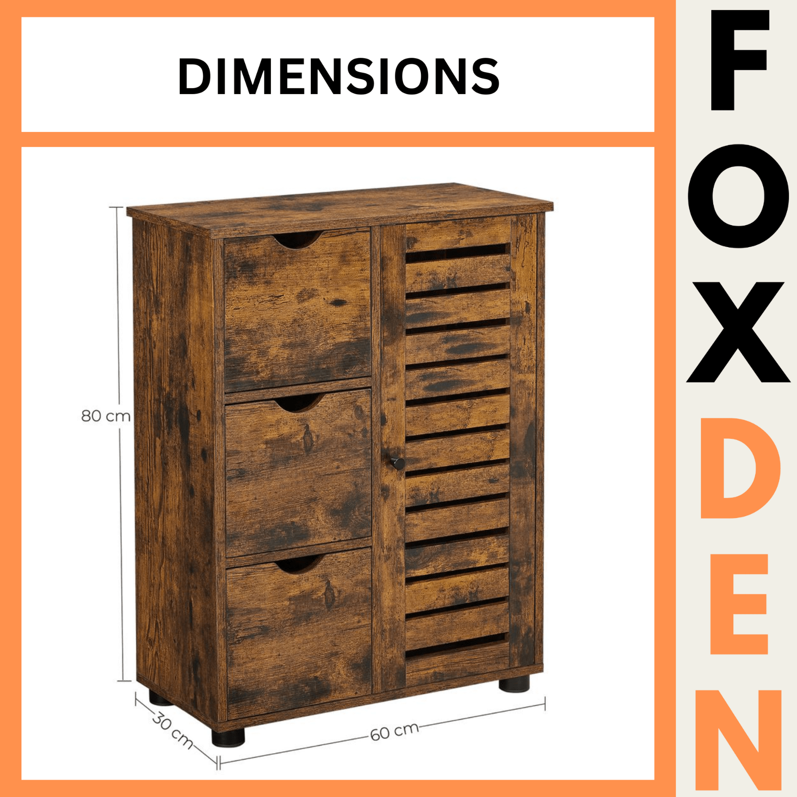 Industiral Bathroom Floor Cabinet Wooden Vintage Sideboard Storage Unit Drawers - Home and Garden Furniture Shop - rustic - furniture