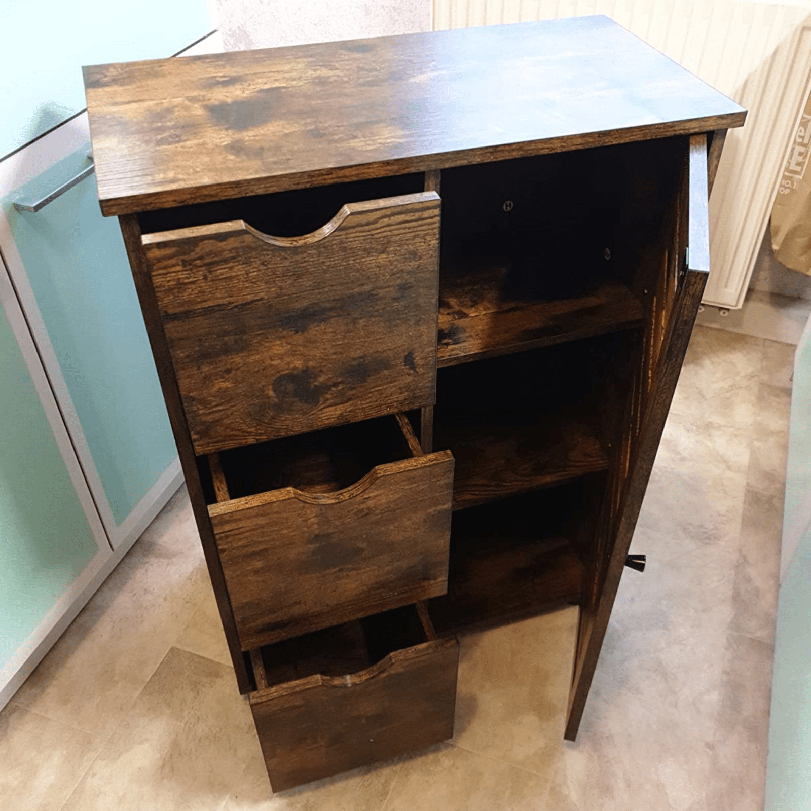 Industiral Bathroom Floor Cabinet Wooden Vintage Sideboard Storage Unit Drawers - Home and Garden Furniture Shop - rustic - furniture