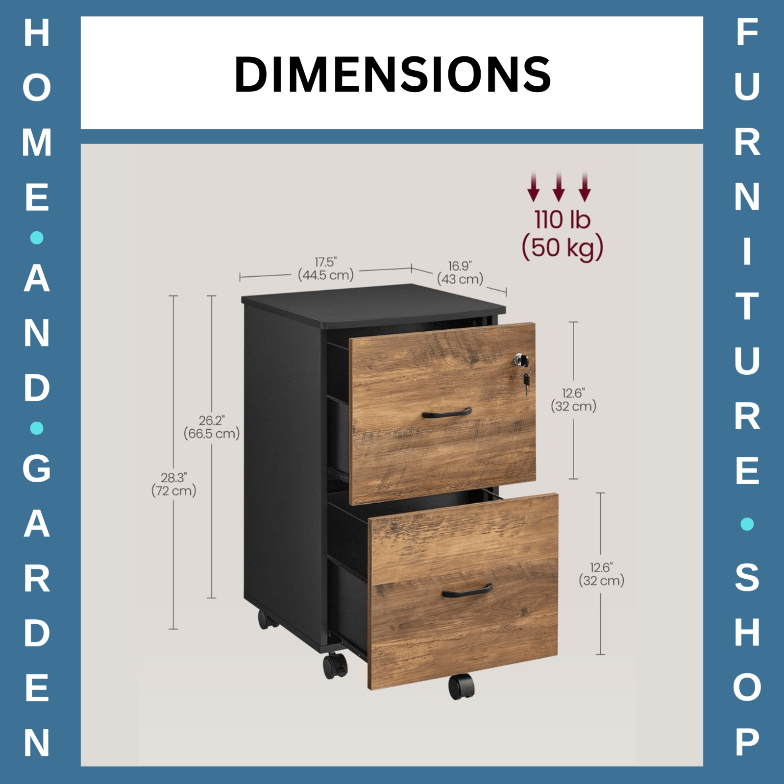Industrial 2 Drawer Filing Cabinet Locking File Cabinet Home Office Desk Storage - Home and Garden Furniture Shop - rustic - furniture