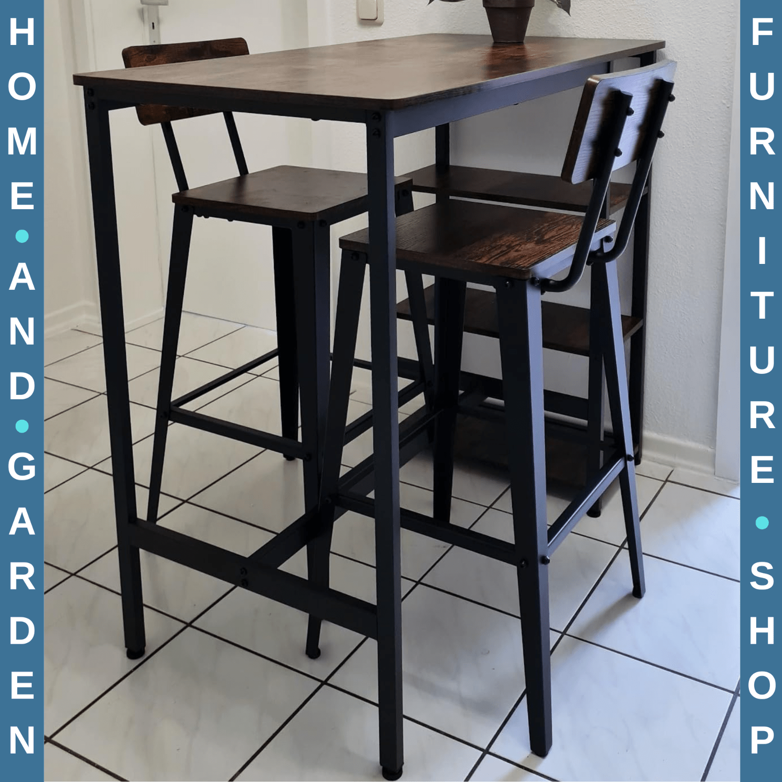 Industrial Bar Stools Set of 2 Bar Chairs Backrest Footrest Tall Kitchen Chairs - Home and Garden Furniture Shop - rustic - furniture