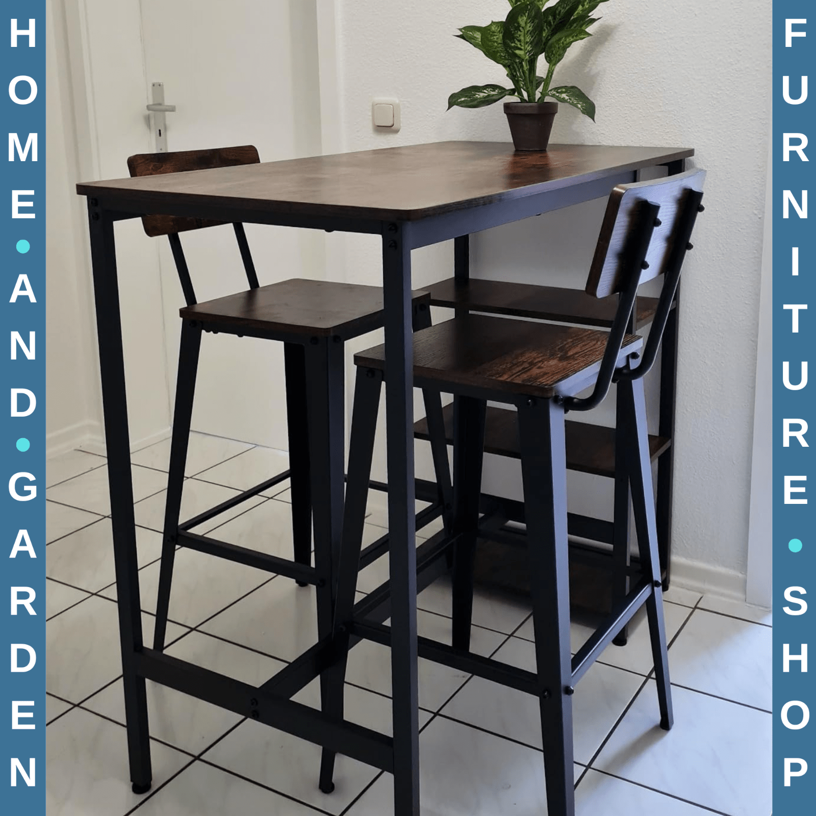 Industrial Bar Stools Set of 2 Bar Chairs Backrest Footrest Tall Kitchen Chairs - Home and Garden Furniture Shop - rustic - furniture