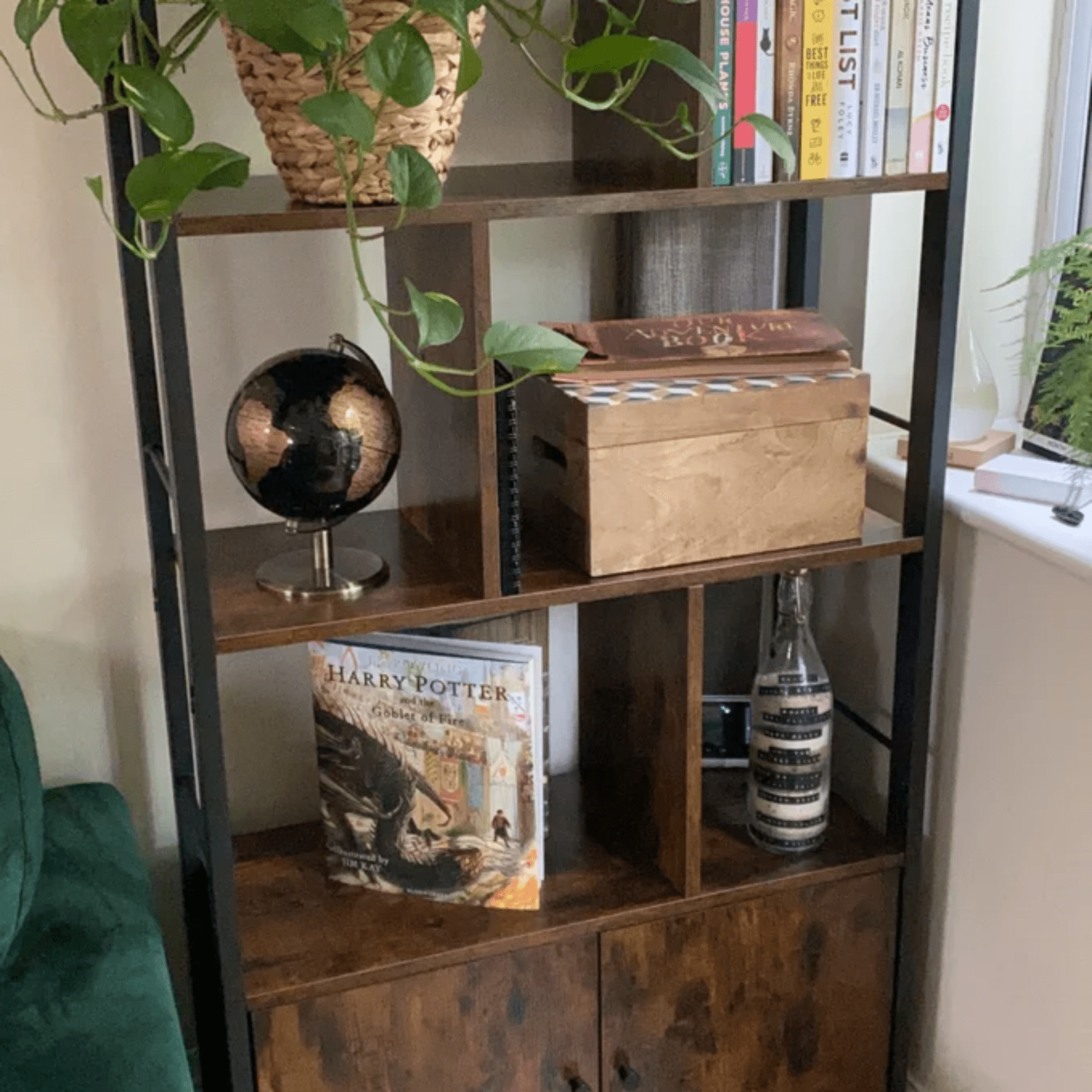 Industrial Bookcase Cupboard Tall Rustic Bookshelf 5 Tier Rustic Shelving Unit - Home and Garden Furniture Shop - #rustic - furniture#