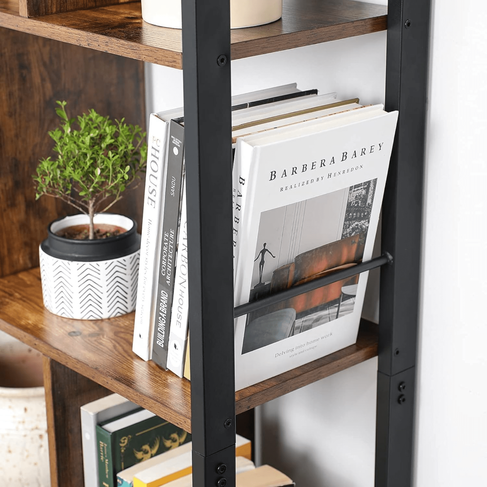 Industrial Bookcase Cupboard Tall Rustic Bookshelf 5 Tier Rustic Shelving Unit - Home and Garden Furniture Shop - #rustic - furniture#