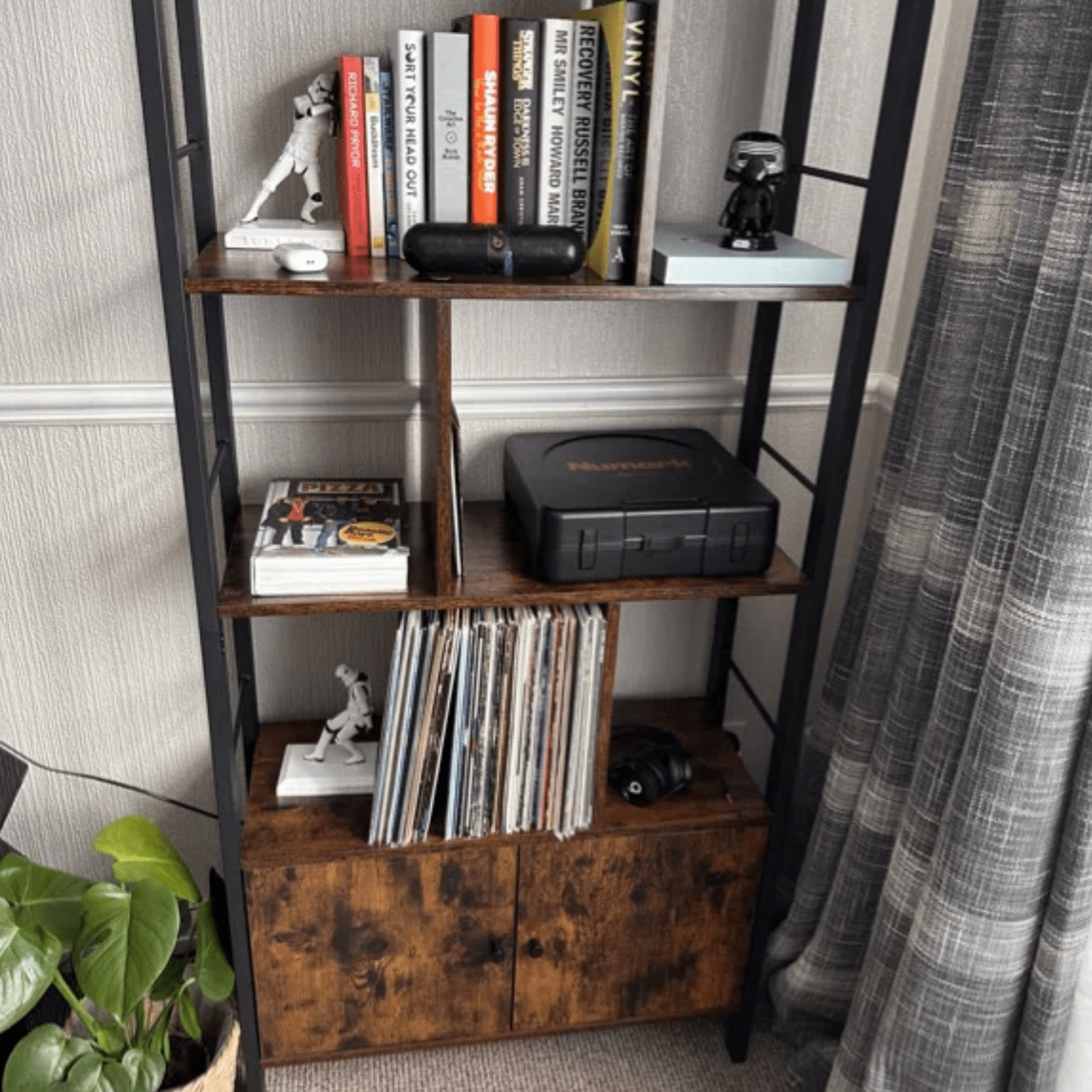 Industrial Bookcase Cupboard Tall Rustic Bookshelf 5 Tier Rustic Shelving Unit - Home and Garden Furniture Shop - rustic - furniture
