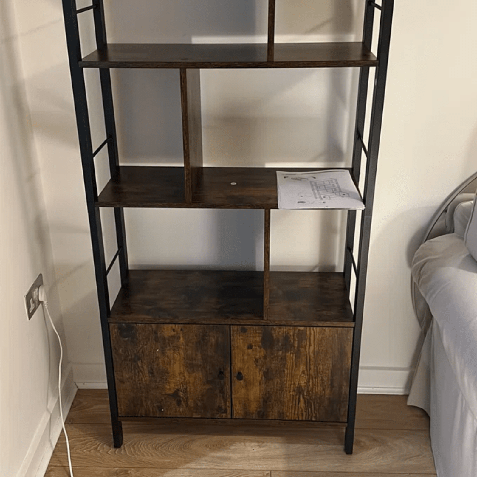 Industrial Bookcase Cupboard Tall Rustic Bookshelf 5 Tier Rustic Shelving Unit - Home and Garden Furniture Shop - #rustic - furniture#