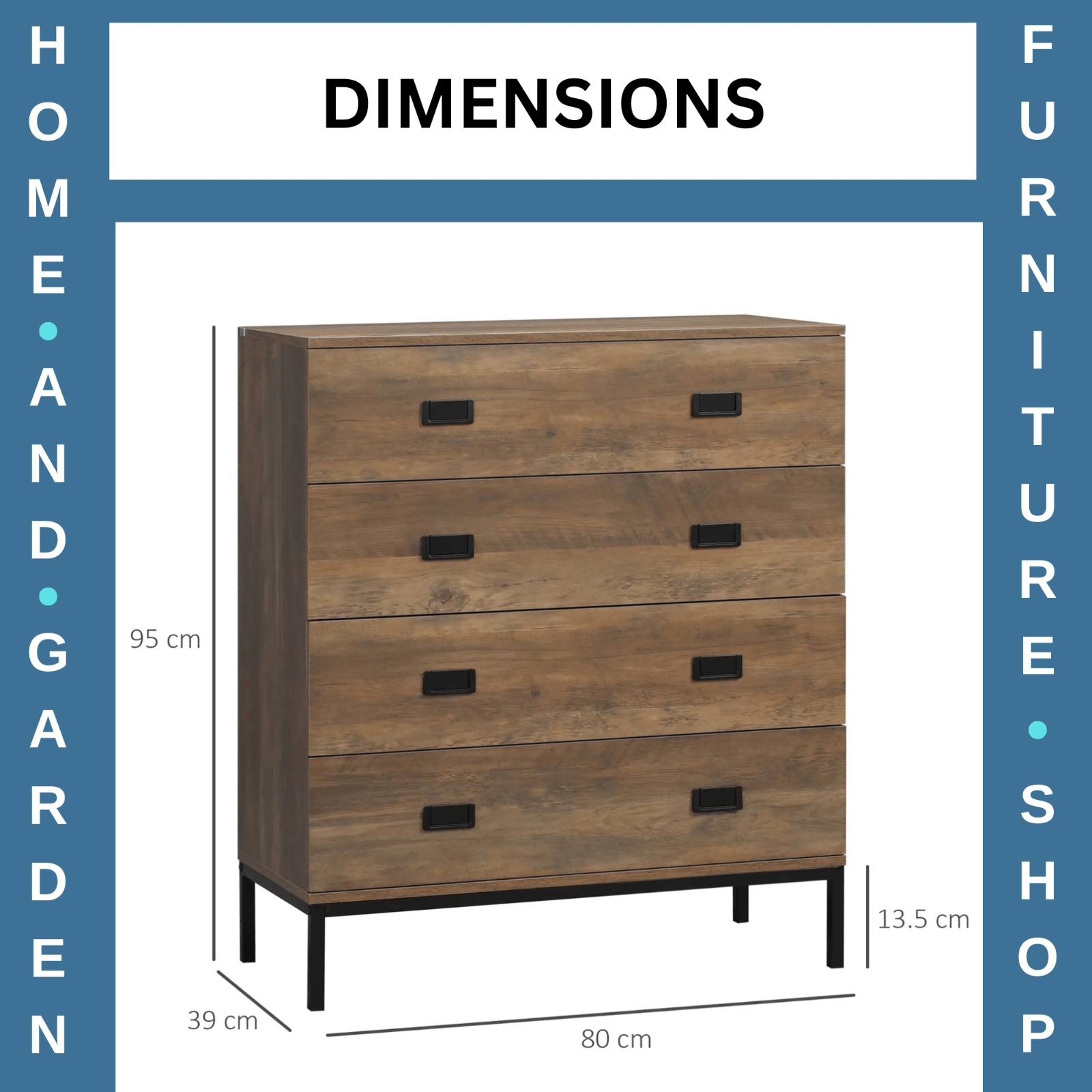 Industrial Chest of Drawers 4 Drawer Dresser Storage Bedroom Cabinet Living Room - Home and Garden Furniture Shop - rustic - furniture