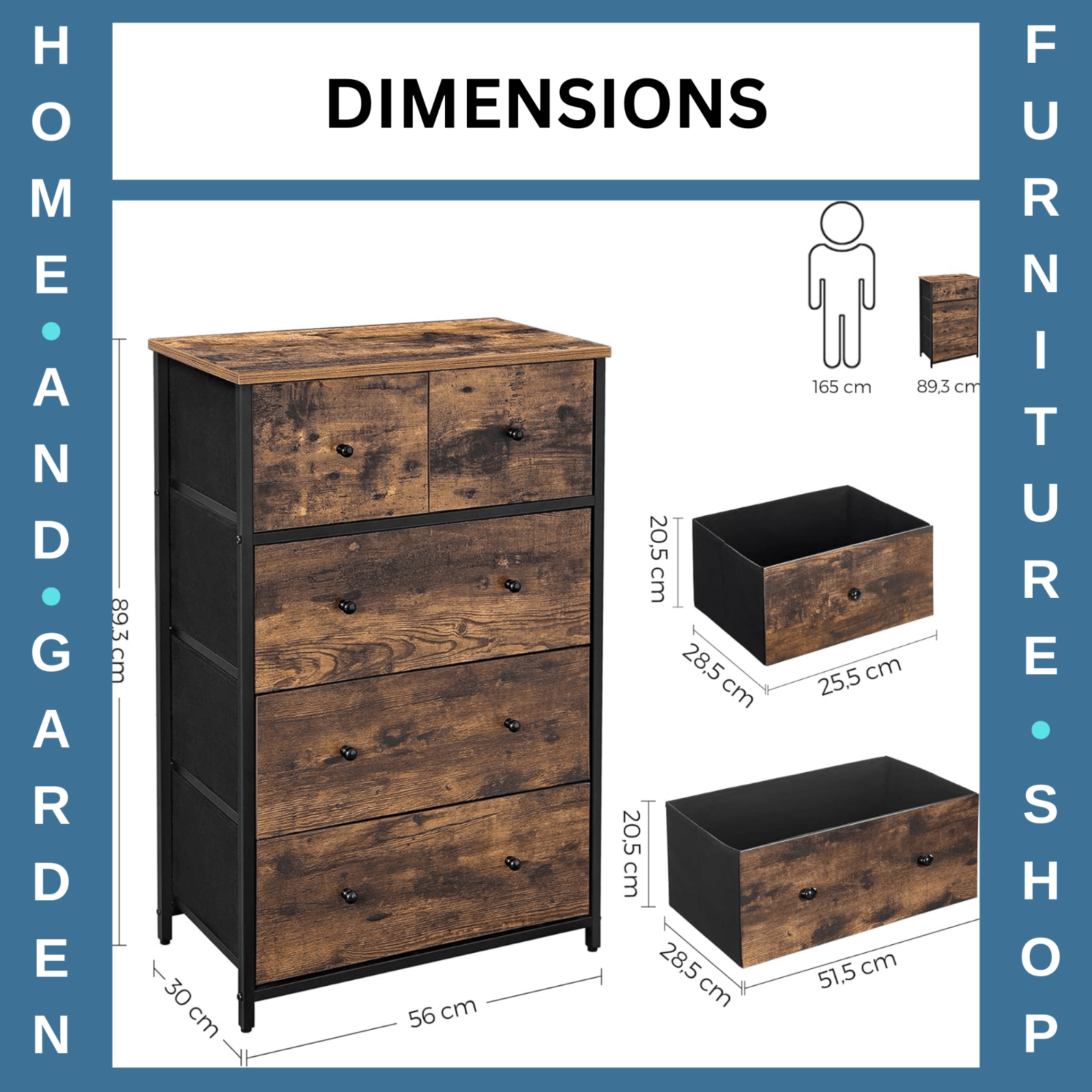 Industrial Chest of Drawers Vintage Sideboard Storage Metal Leg Rustic Furniture - Home and Garden Furniture Shop - rustic - furniture