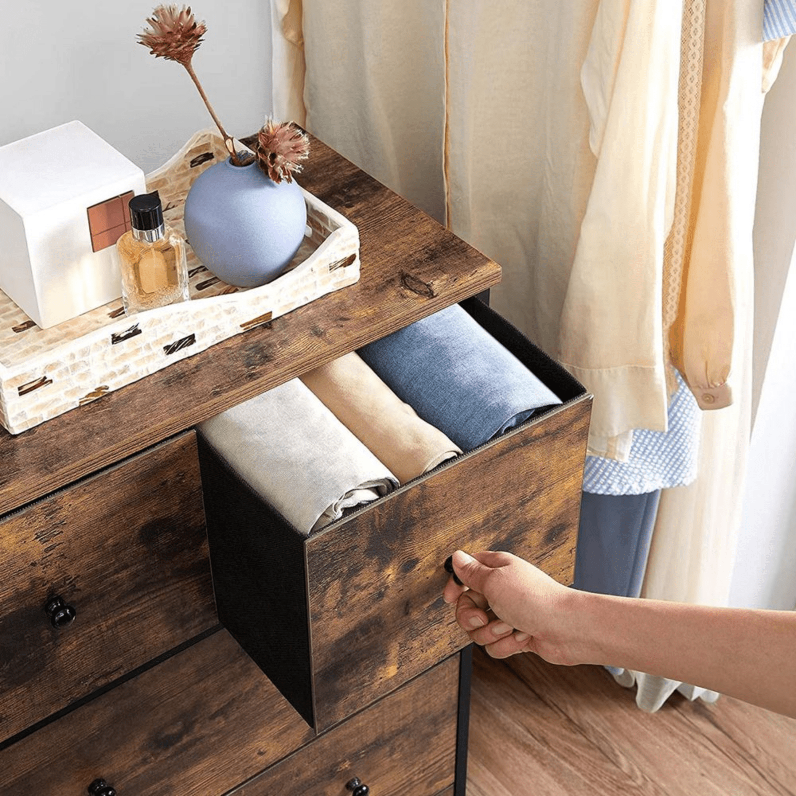 Industrial Chest of Drawers Vintage Sideboard Storage Metal Leg Rustic Furniture - Home and Garden Furniture Shop - rustic - furniture