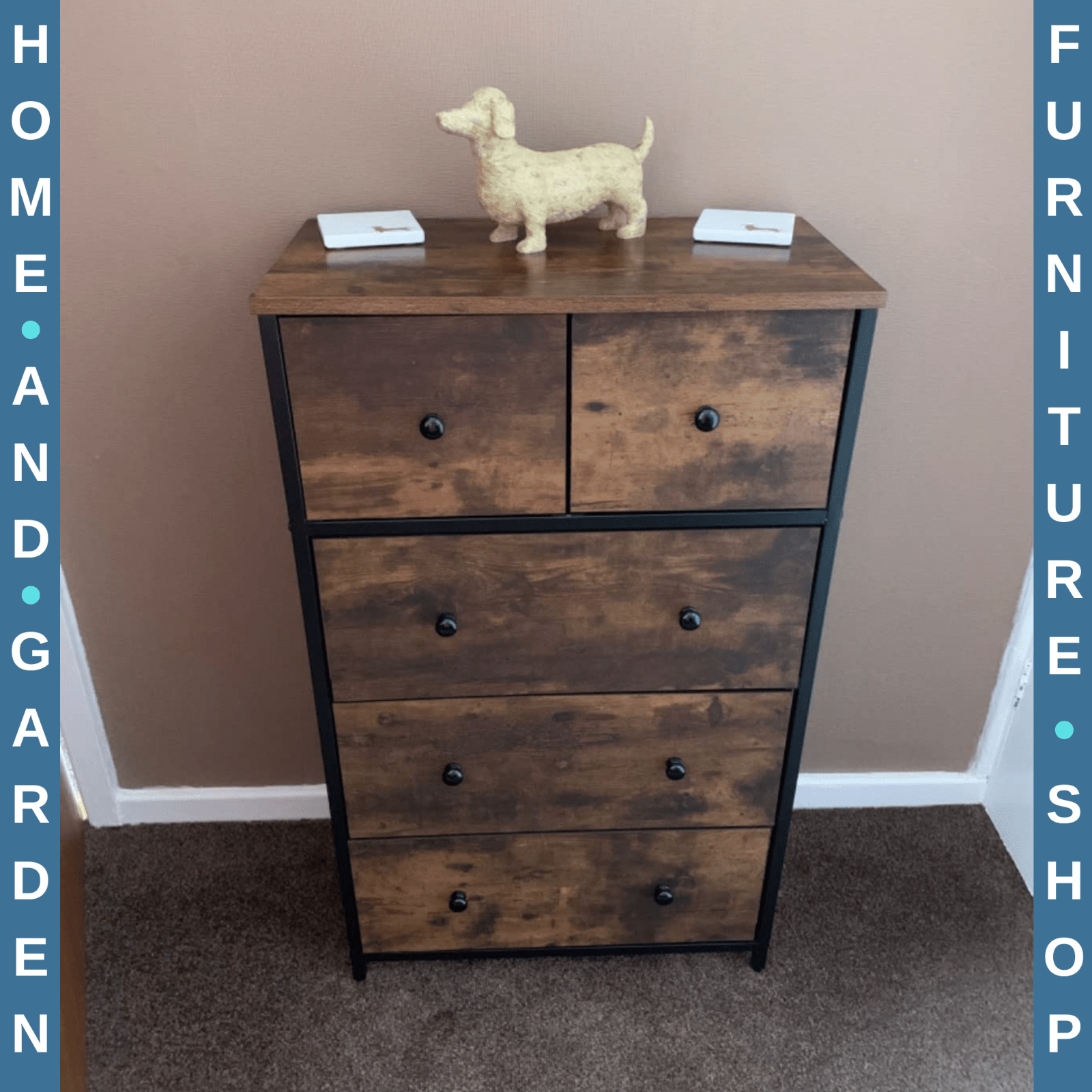 Industrial Chest of Drawers Vintage Sideboard Storage Metal Leg Rustic Furniture - Home and Garden Furniture Shop - rustic - furniture