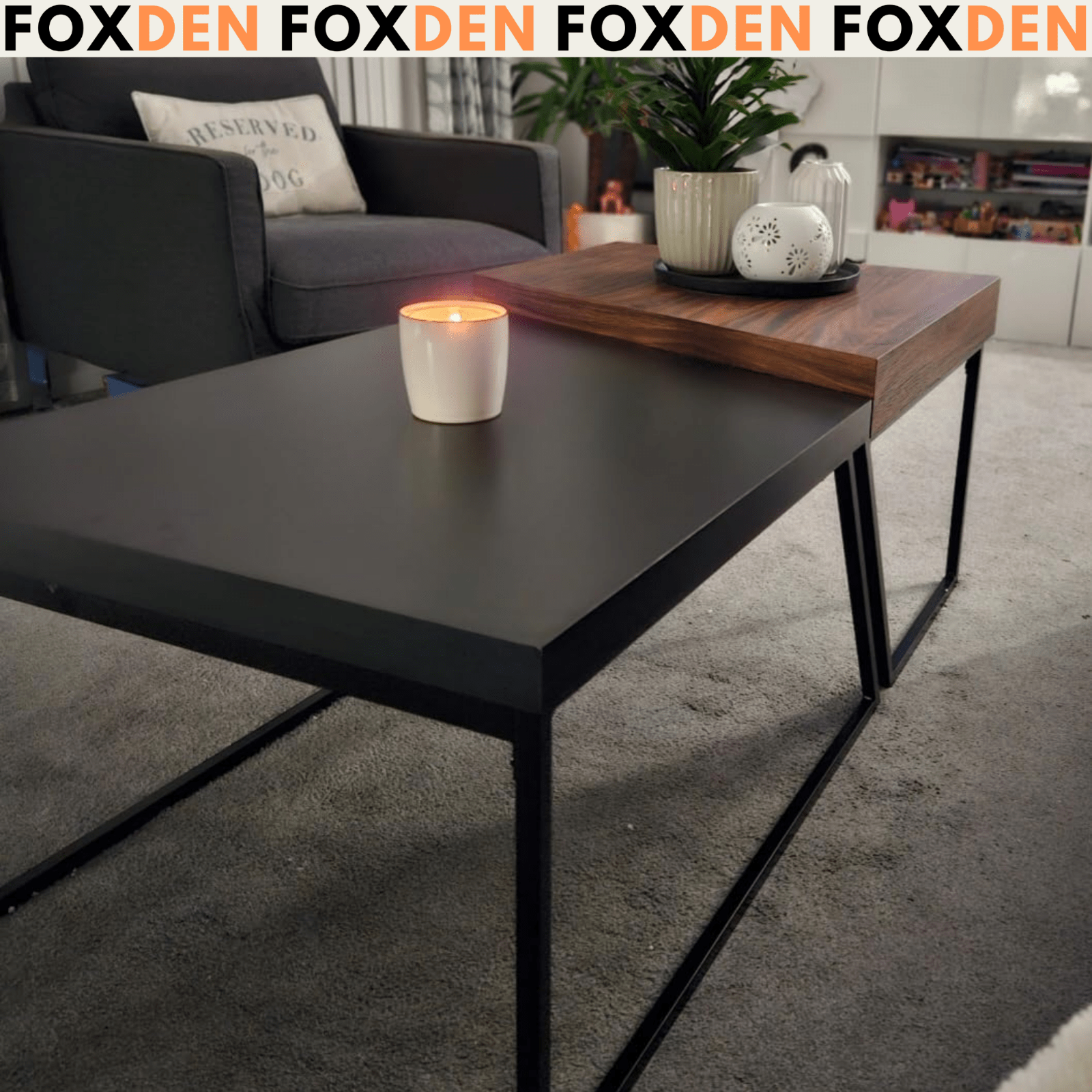 Industrial Coffee Table Set of 2 Rustic Brown Side Tables Living Room Sofa End - Home and Garden Furniture Shop - rustic - furniture