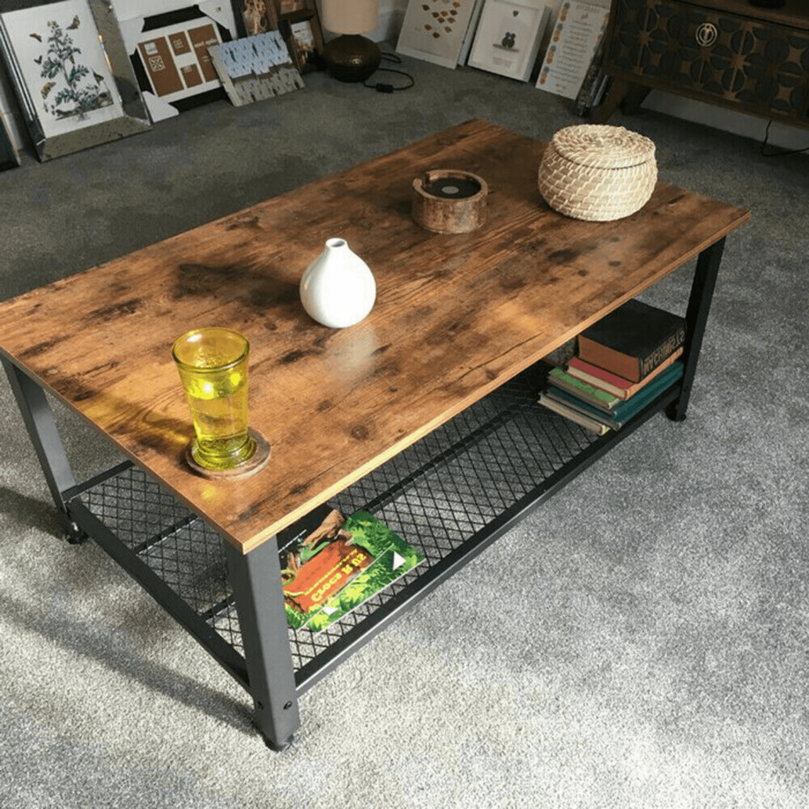 Industrial Coffee Table with Shelf Vintage Retro Living Room Furniture Side End - Home and Garden Furniture Shop - rustic - furniture